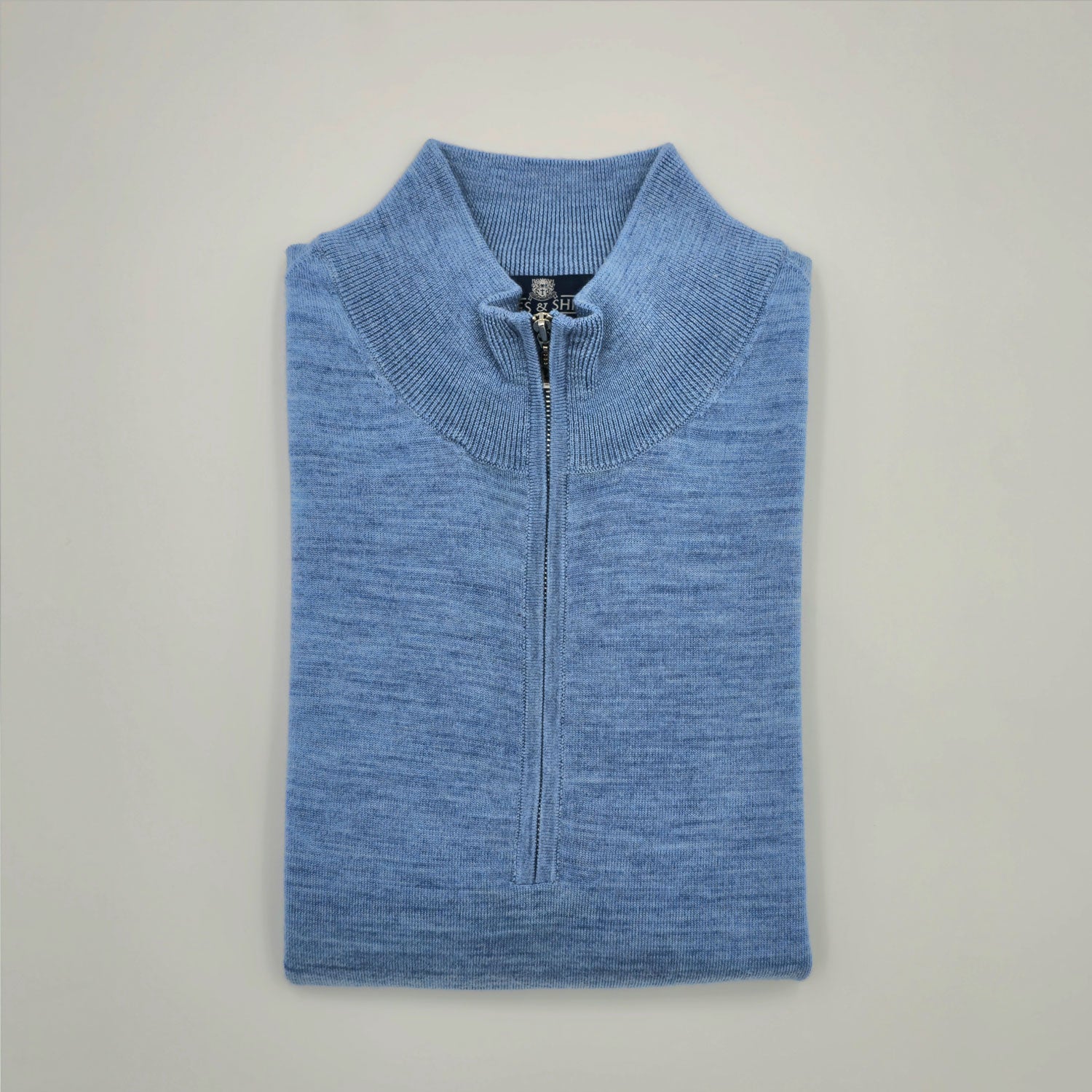 Half Zip Sweater Merino Light Blue