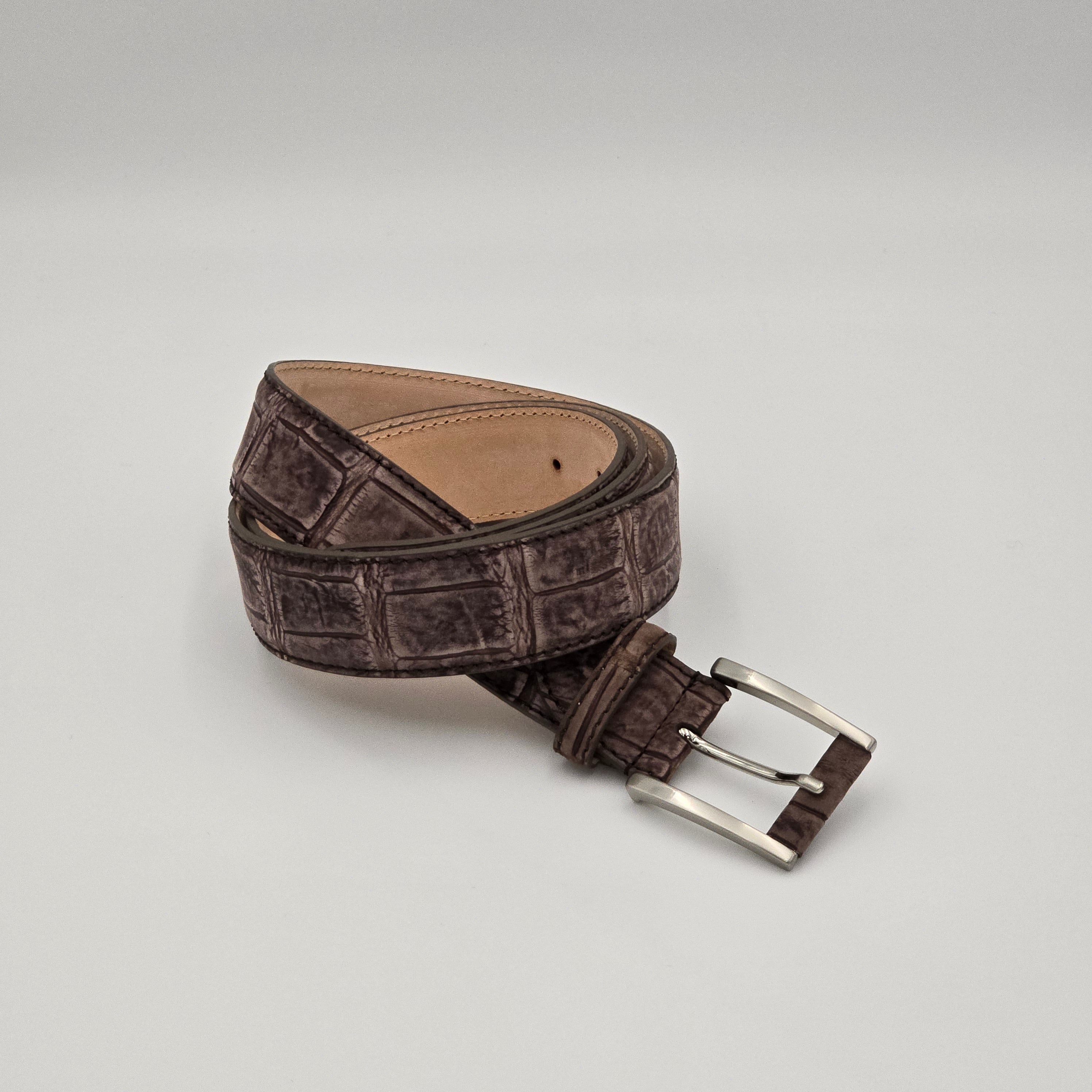 Belt Caiman Nabuck Croco Taupe