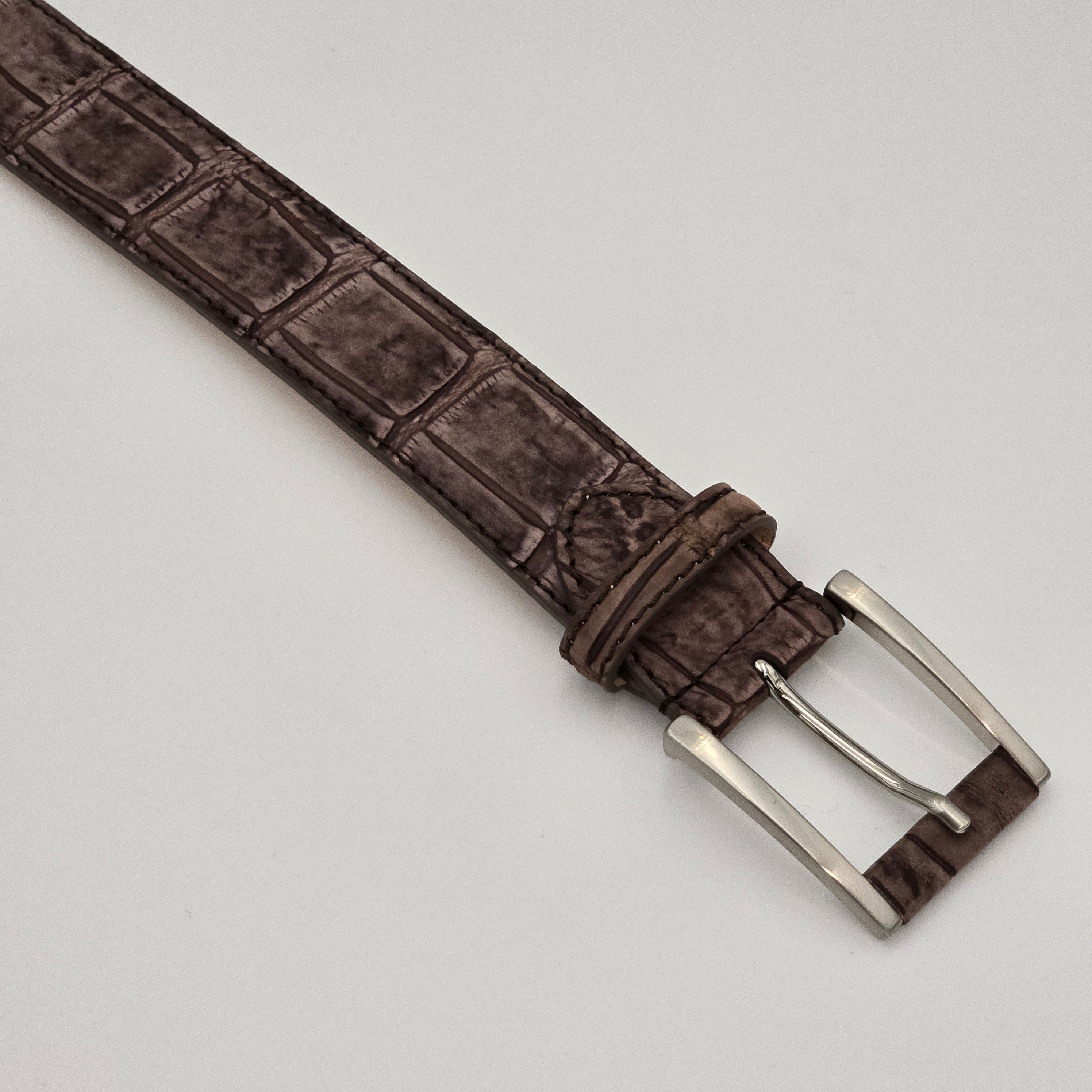 Belt Caiman Nabuck Croco Taupe
