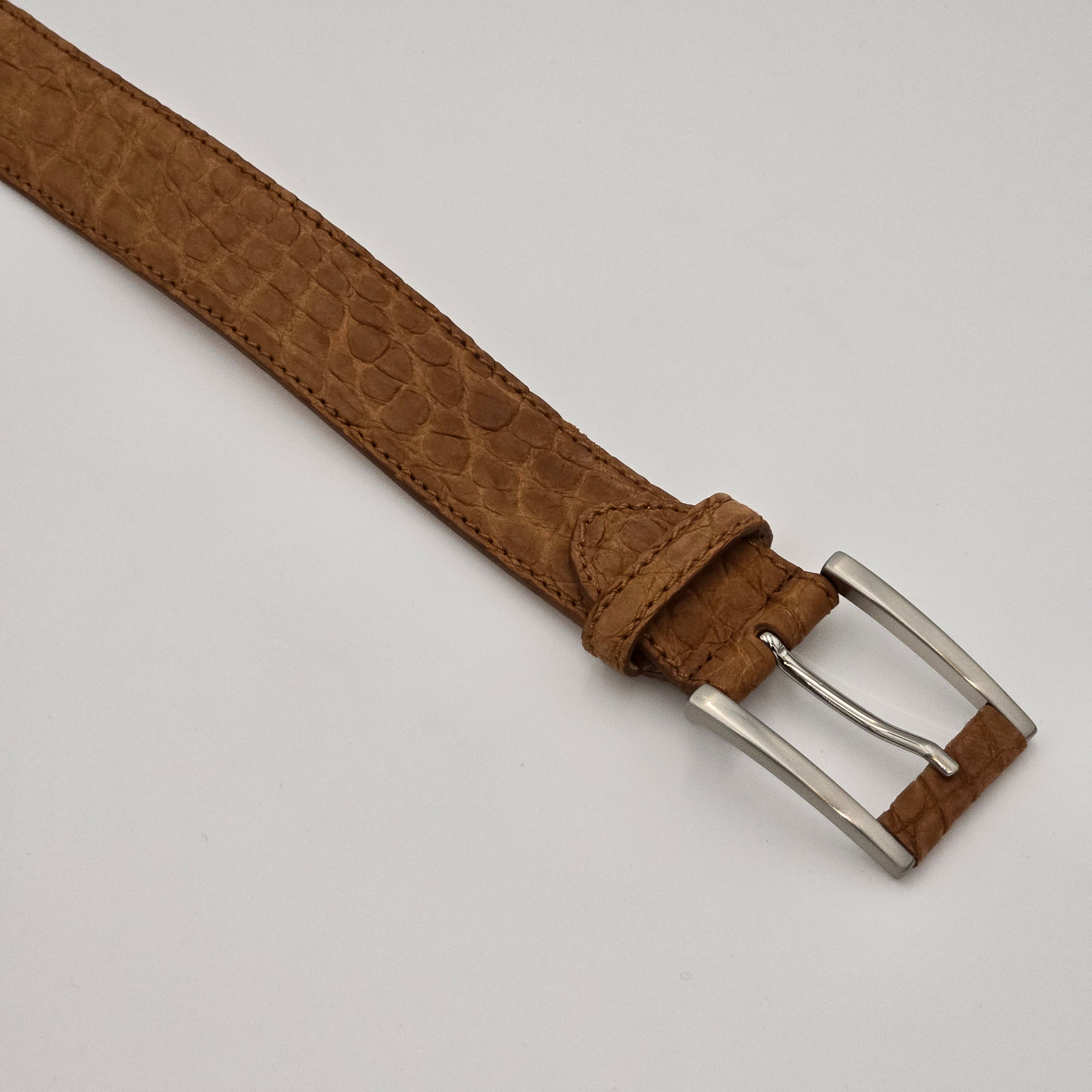 Belt Caiman Nabuck Croco Cognac