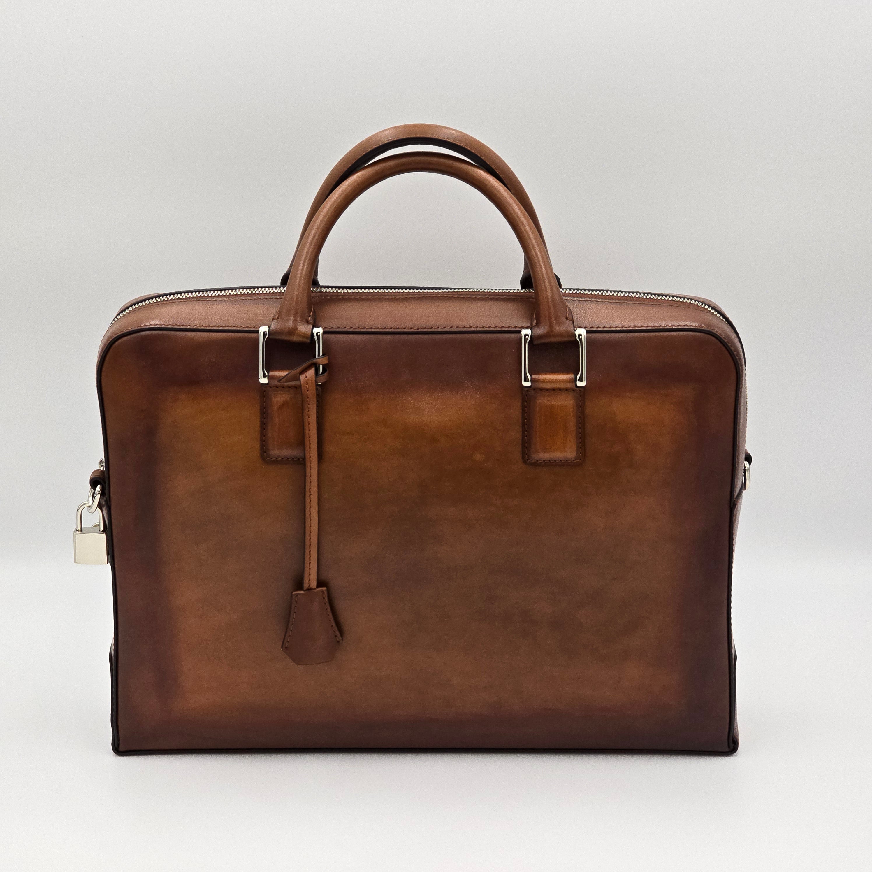 Handpolished Business Bag Mid Brown
