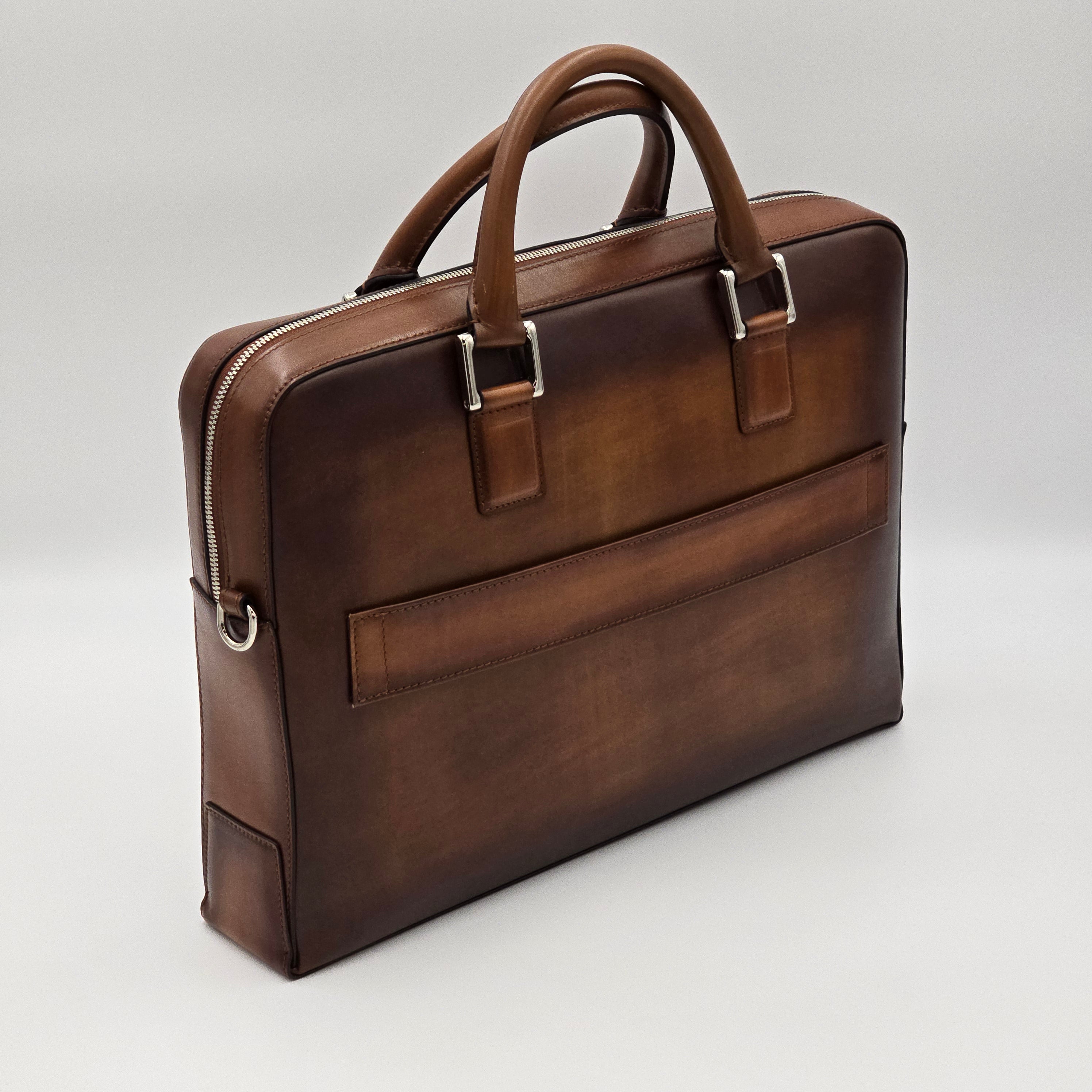 Handpolished Business Bag Mid Brown