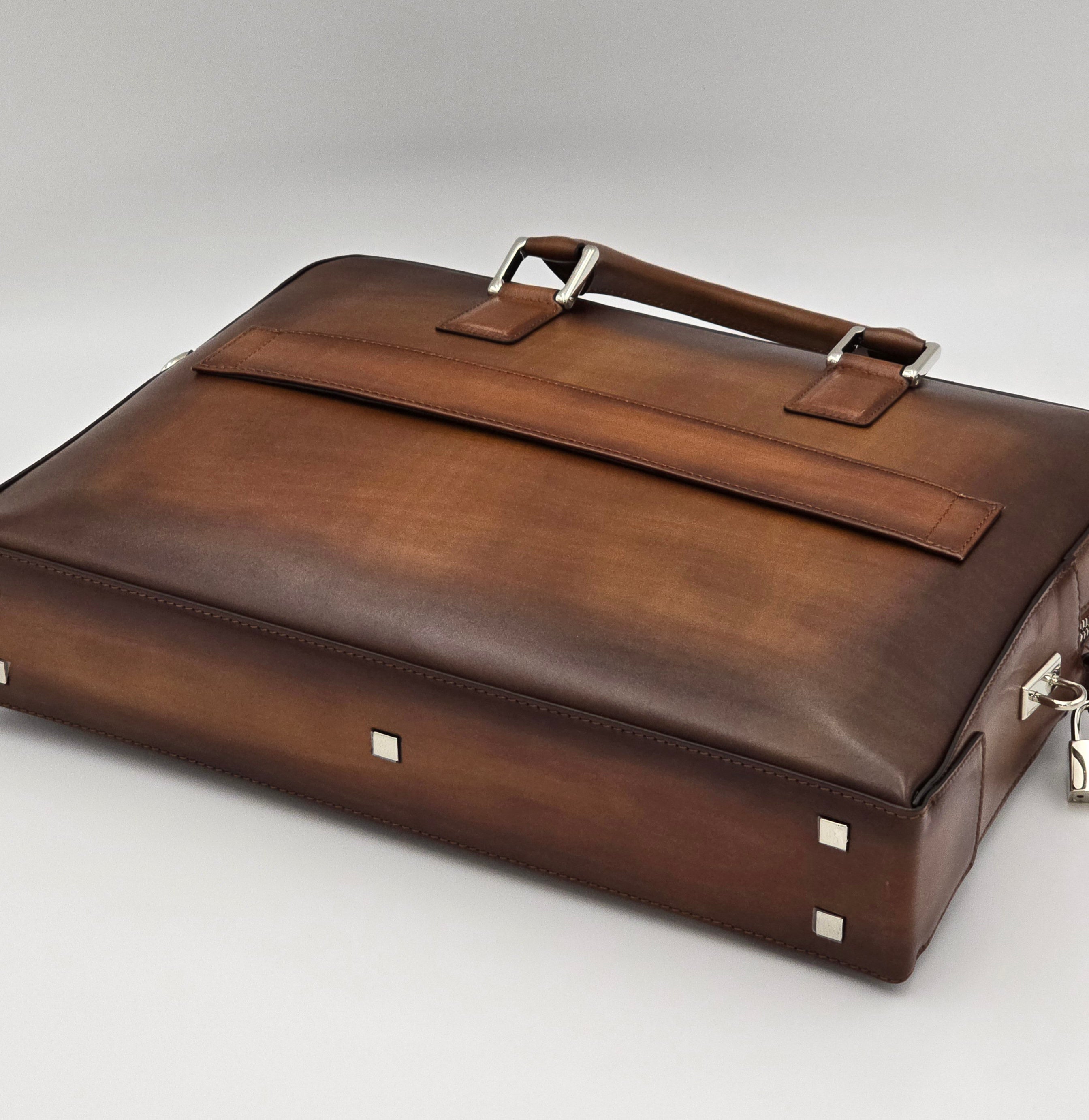 Handpolished Business Bag Mid Brown