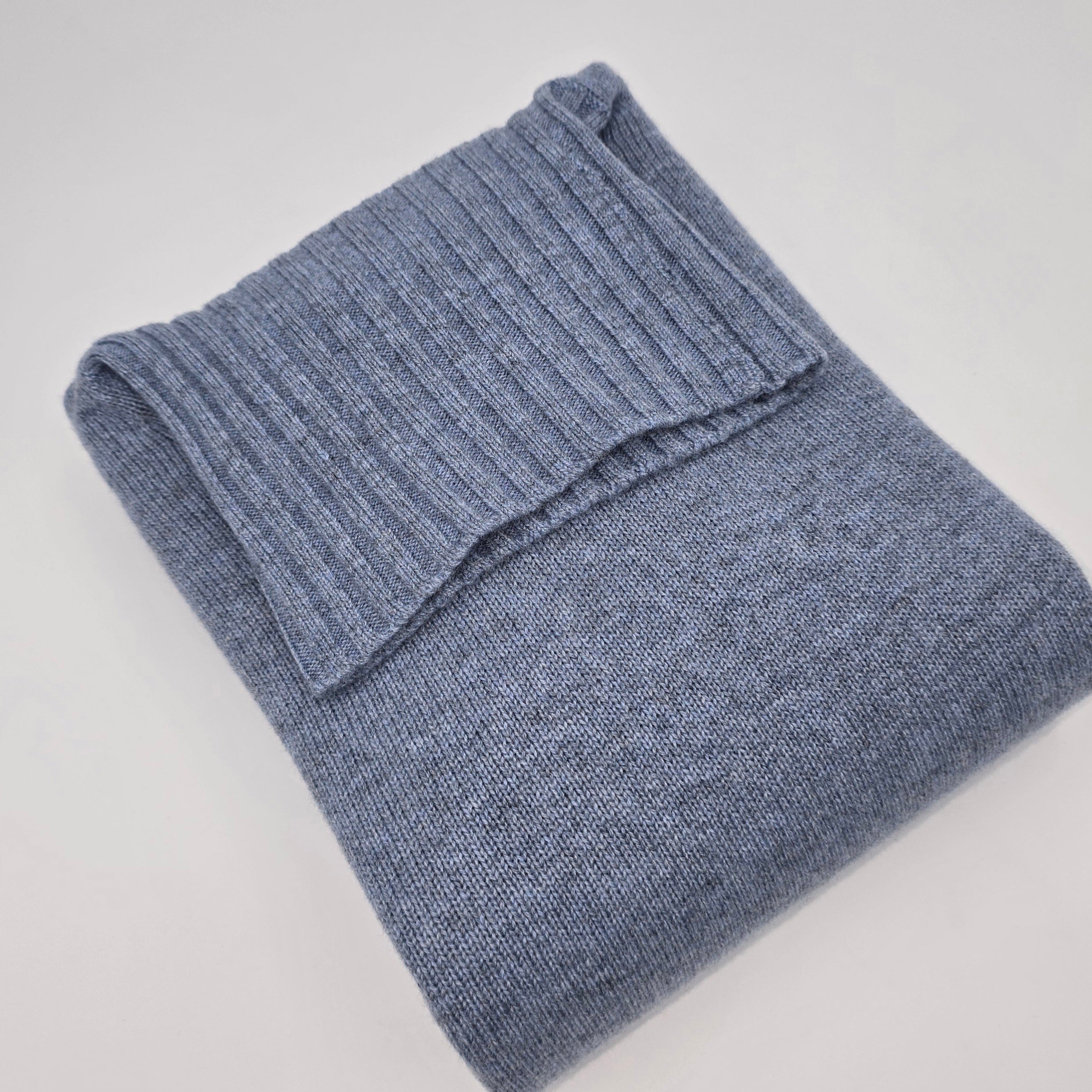Sweater Roll Collar Merino/Cashmere Blue Haze