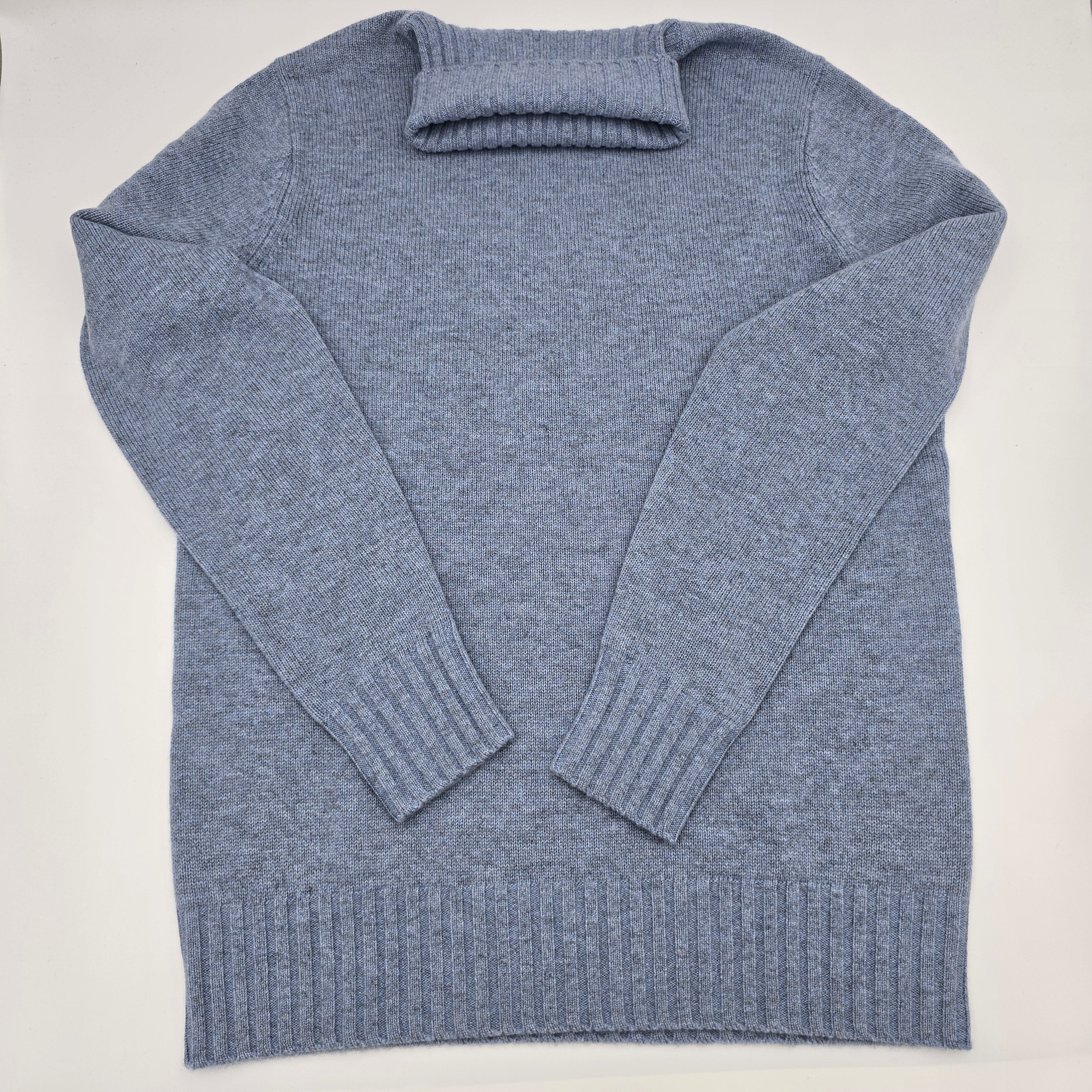 Sweater Roll Collar Merino/Cashmere Blue Haze
