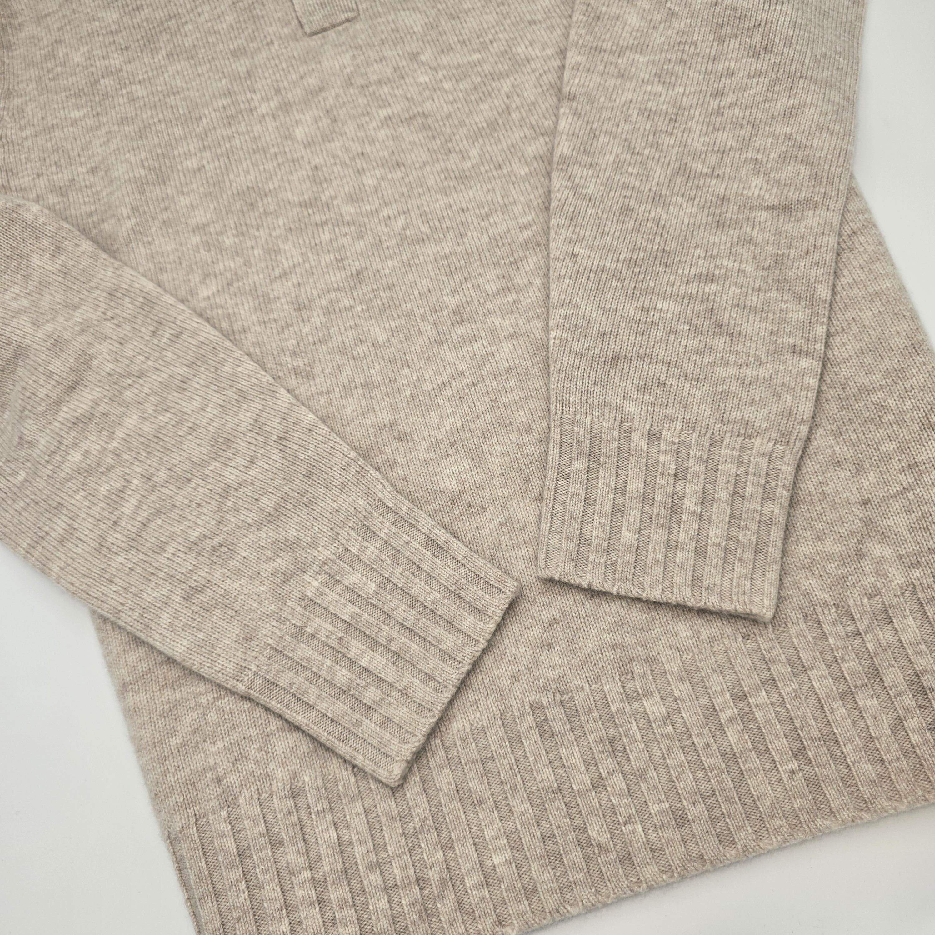 Pullover mit Knopfleiste, Kragen, Merino/Kaschmir, Sand