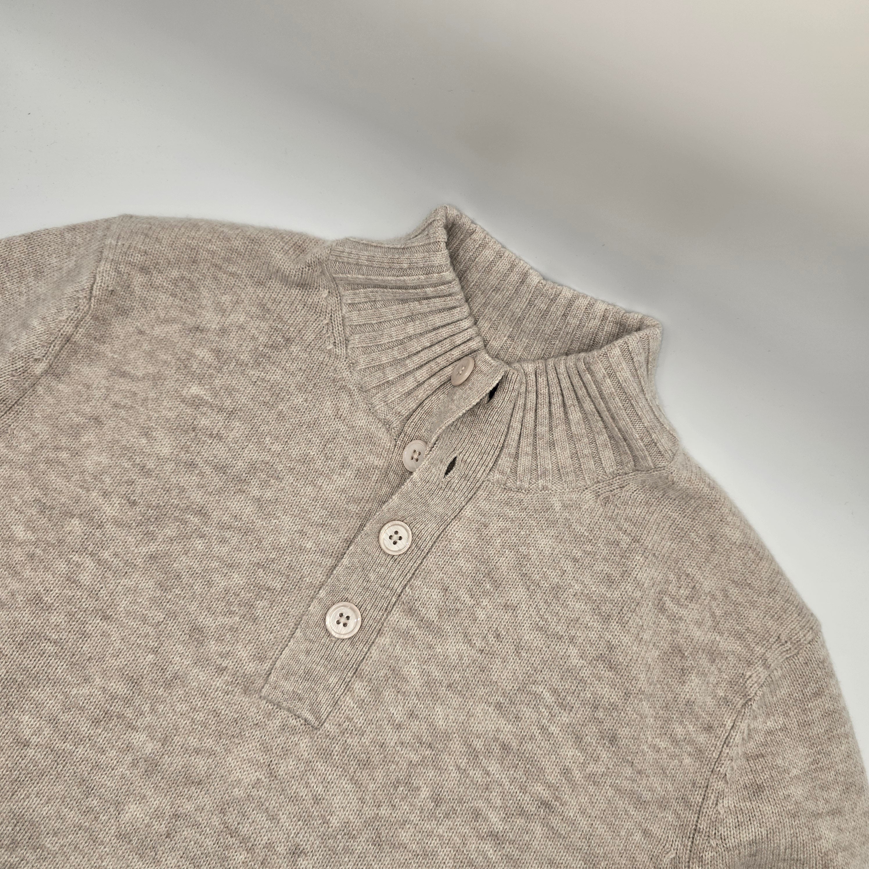 Sweater Button-Up Collar Merino/Cashmere Sand