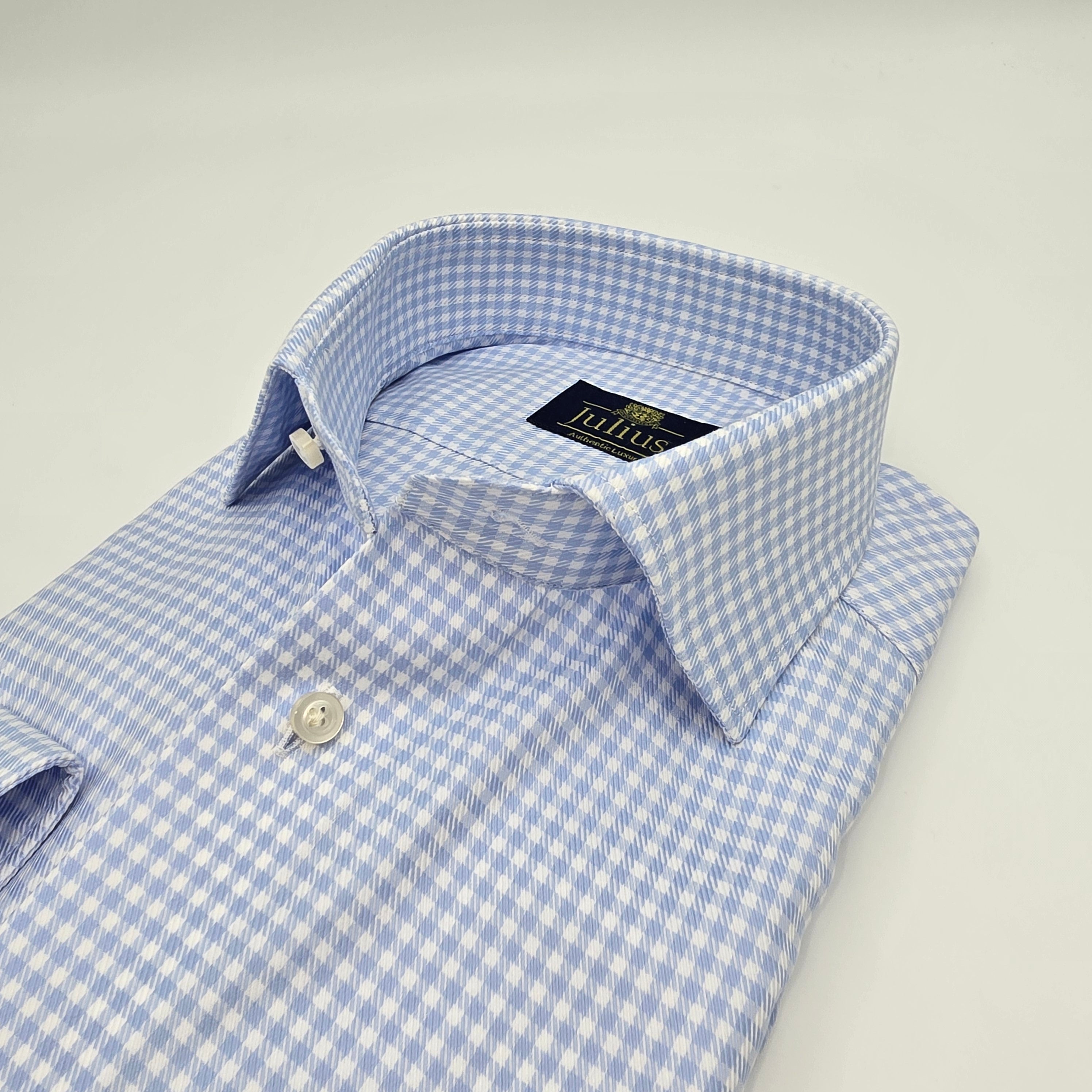Cutaway Shirt Comfort Small Check Light Blue