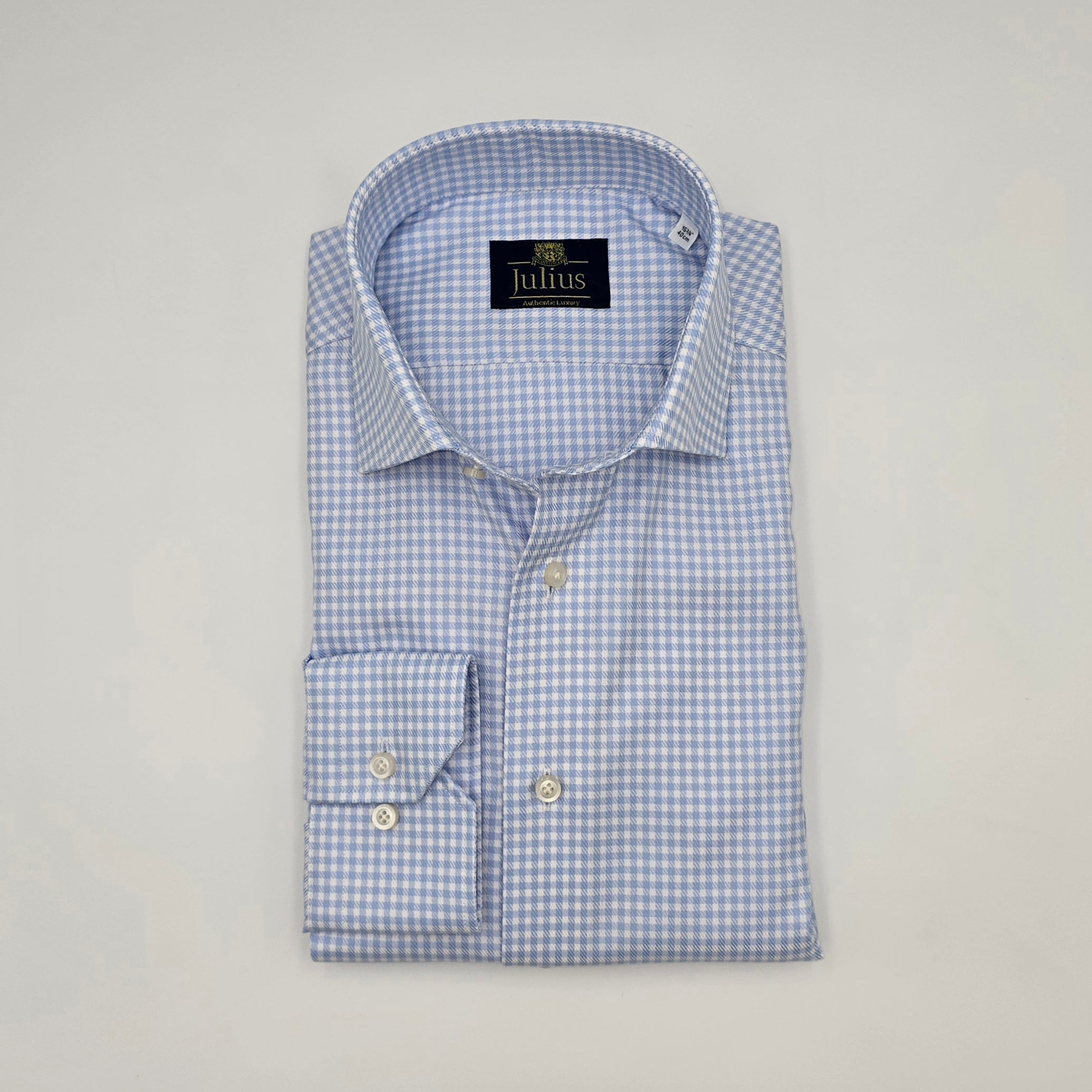 Cutaway Shirt Comfort Small Check Light Blue