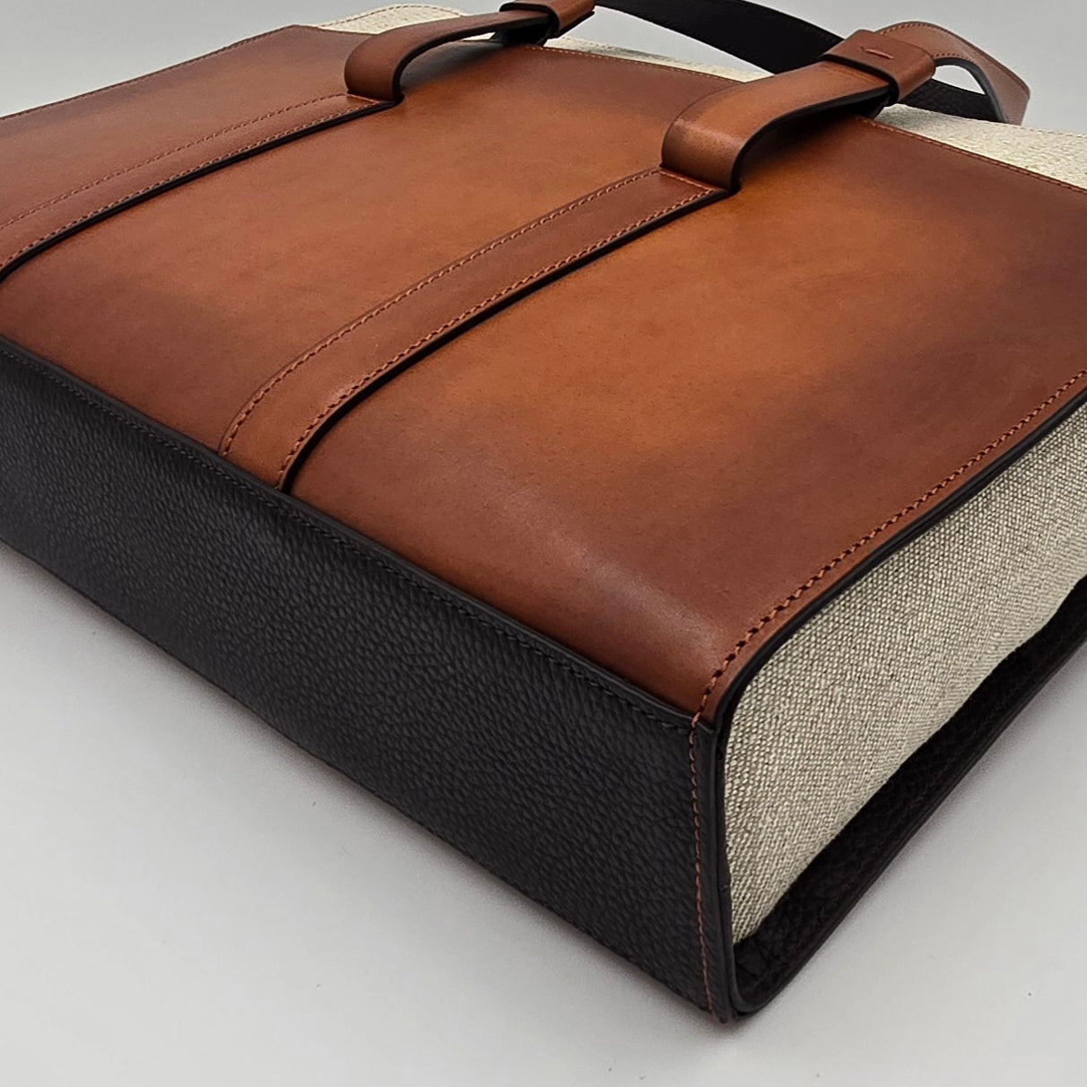 Business Bag Canvas & Handpolished Calf Cognac