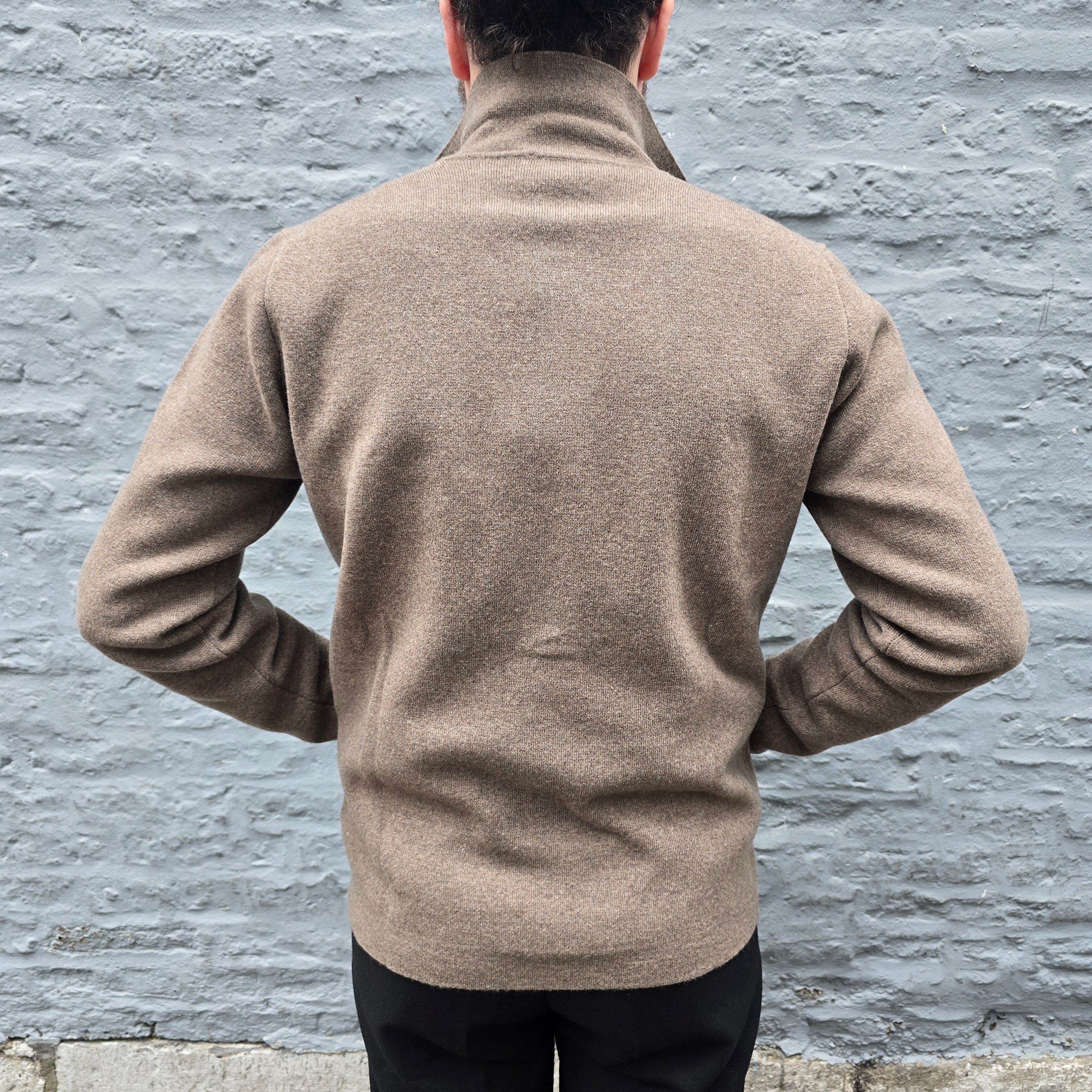 Polo Cardigan Knitted Wool Mid Brown