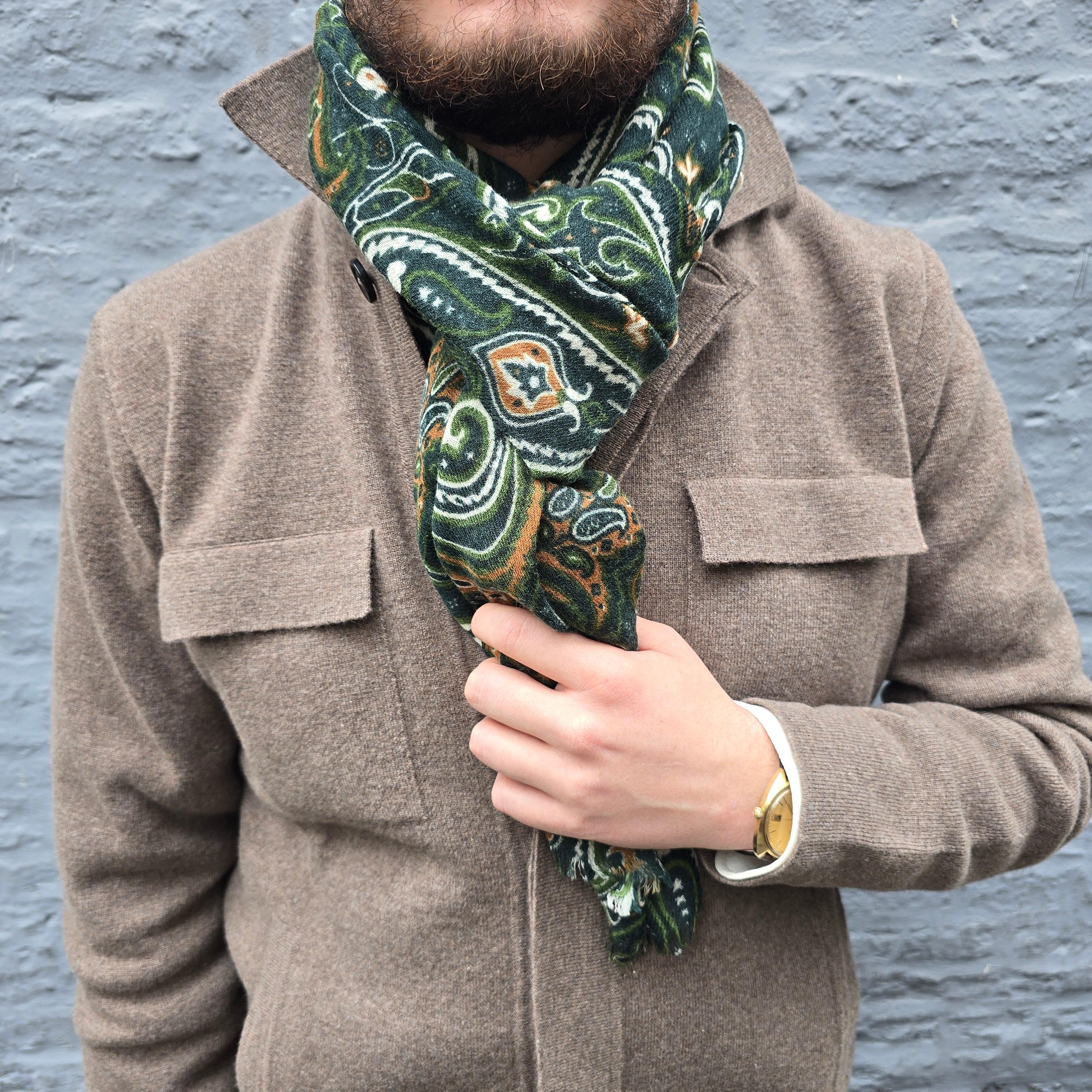 Polo Cardigan Knitted Wool Mid Brown