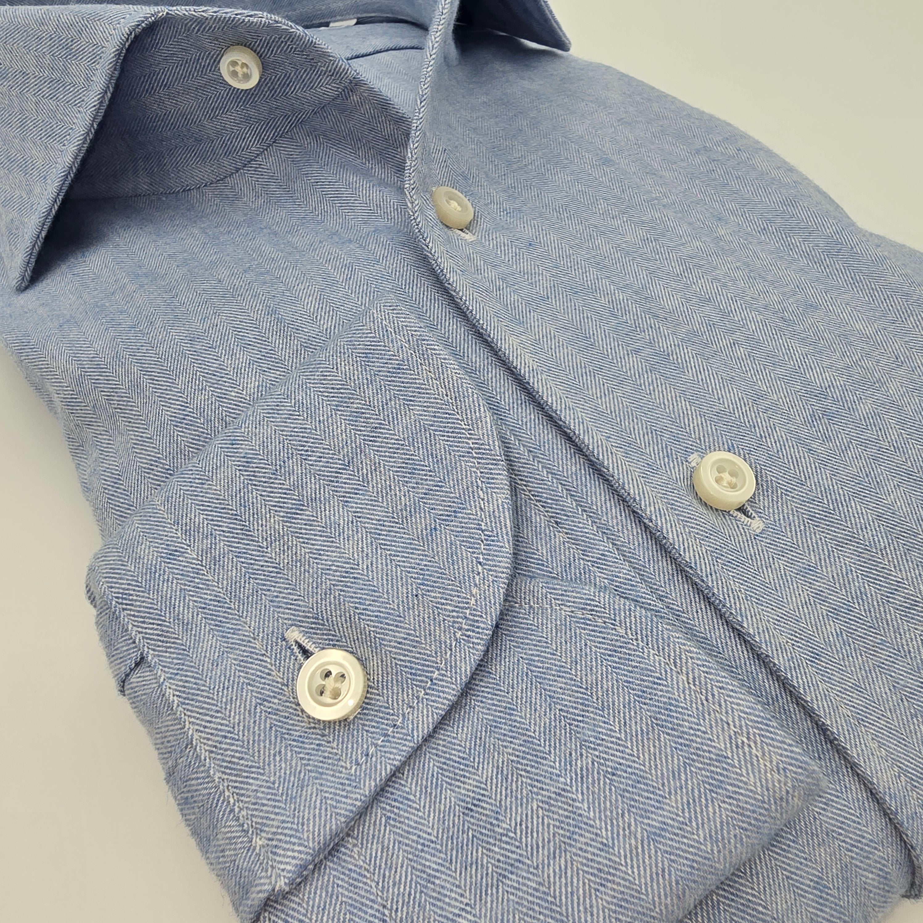 Hemd Soft Flannel Fischgrät Blau