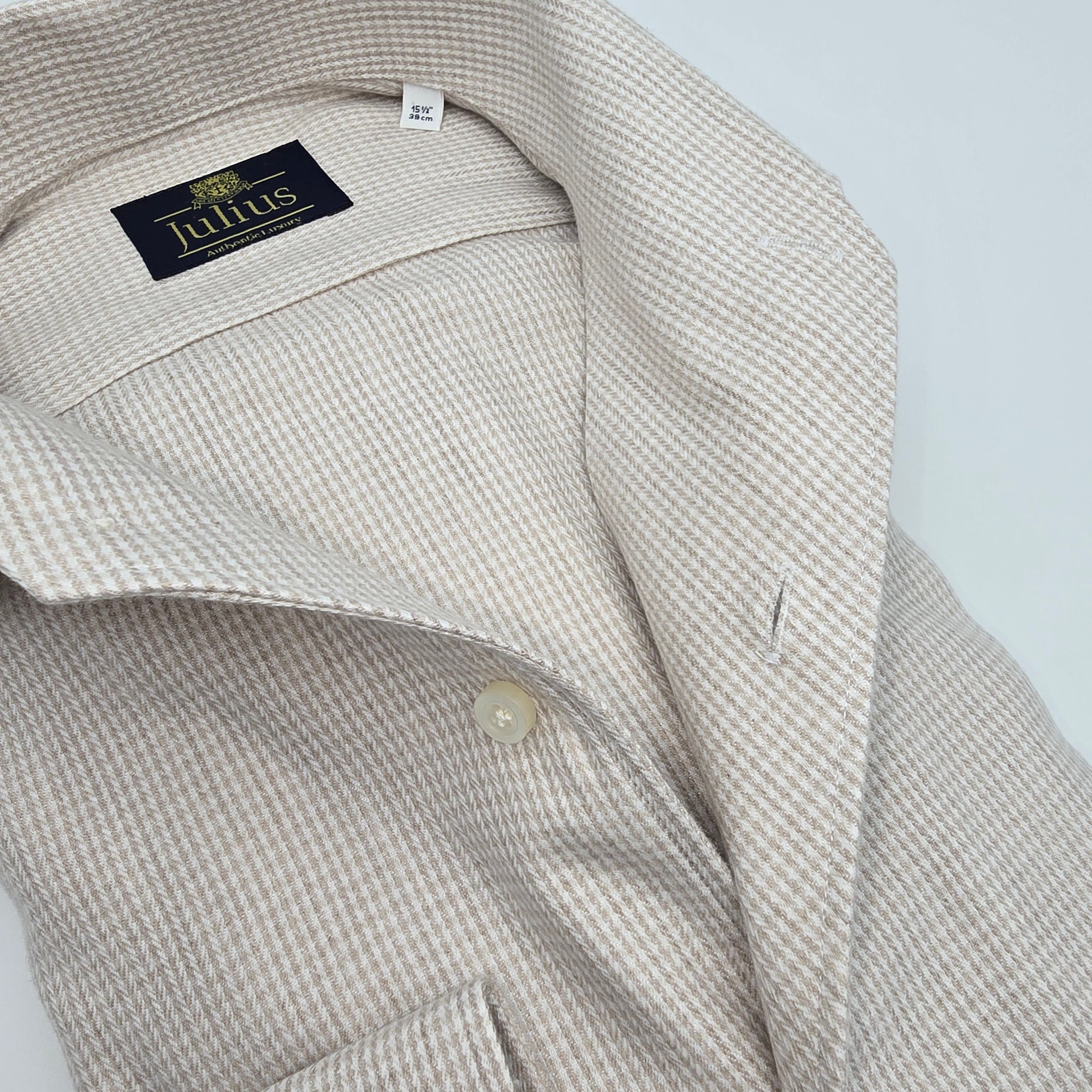 Hemd aus weichem Flanell, Pied de Poule, Beige