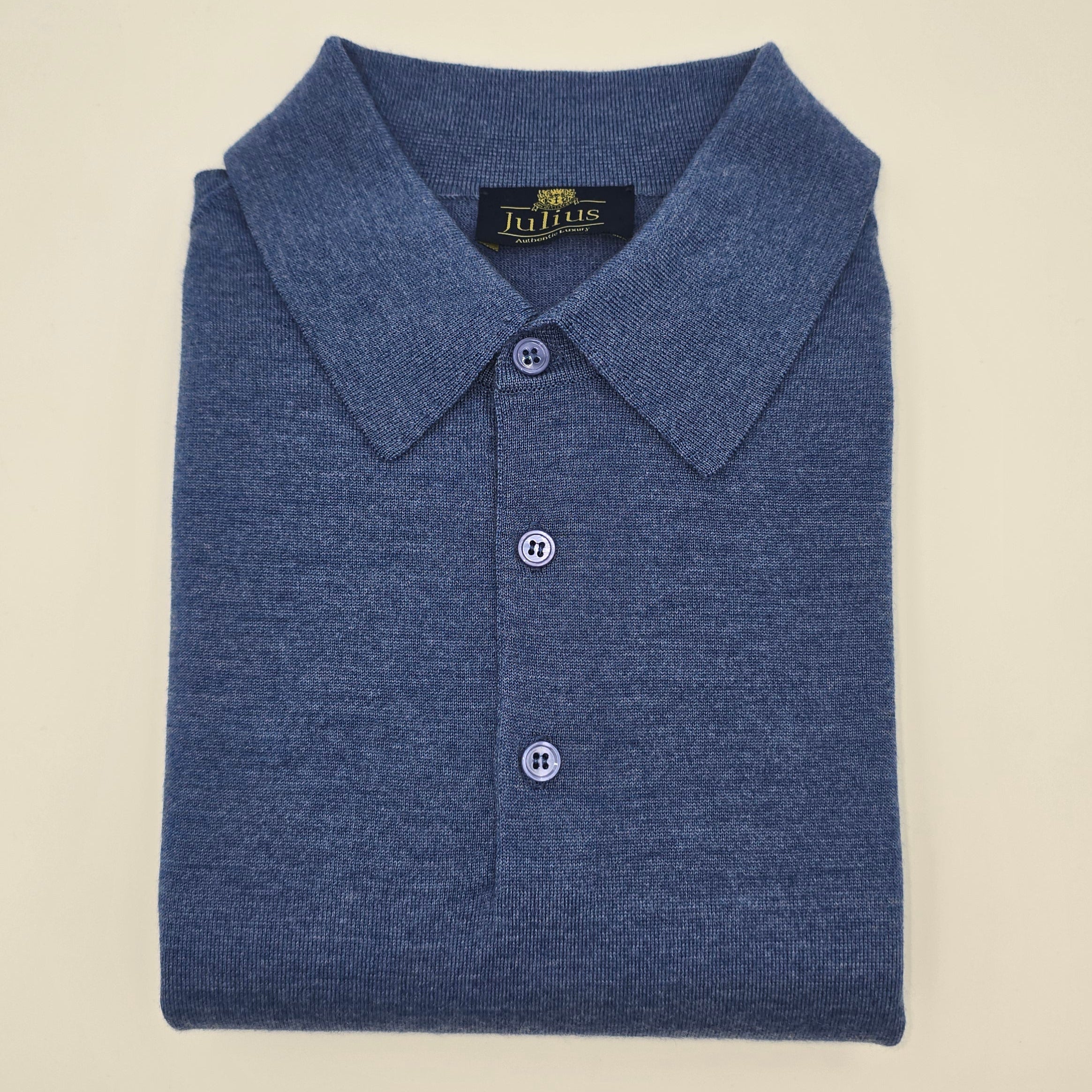 Longsleeve Polo Merino Blue Jeans