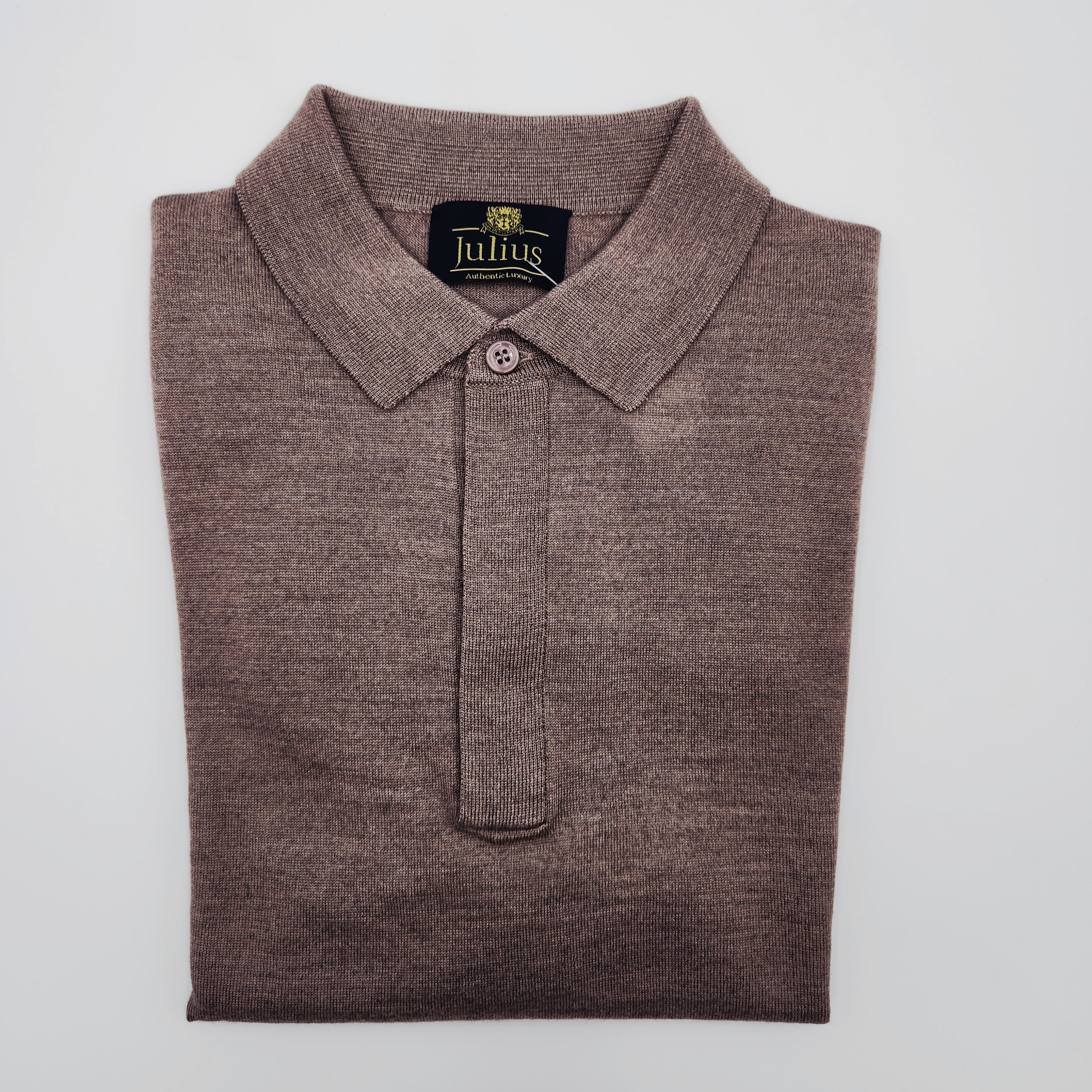 Shortsleeve Polo Blind Button Merino/Cashm/Silk Clay