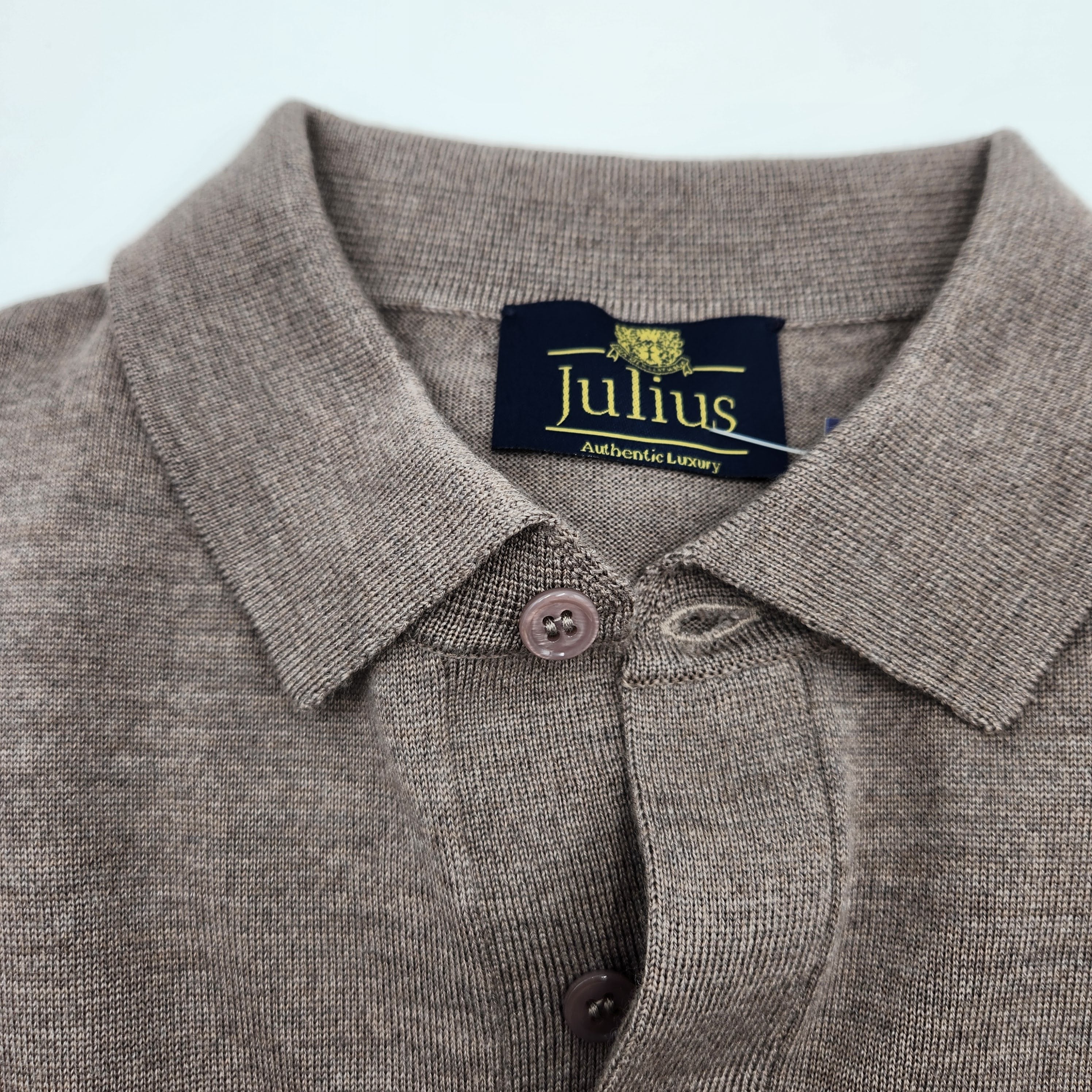 Short-sleeved Polo Blind Button Merino/Cashm/Silk Clay