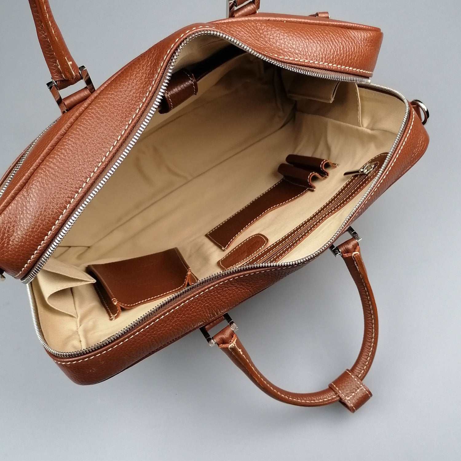 Business Bag Grain Leather One Mid Brown