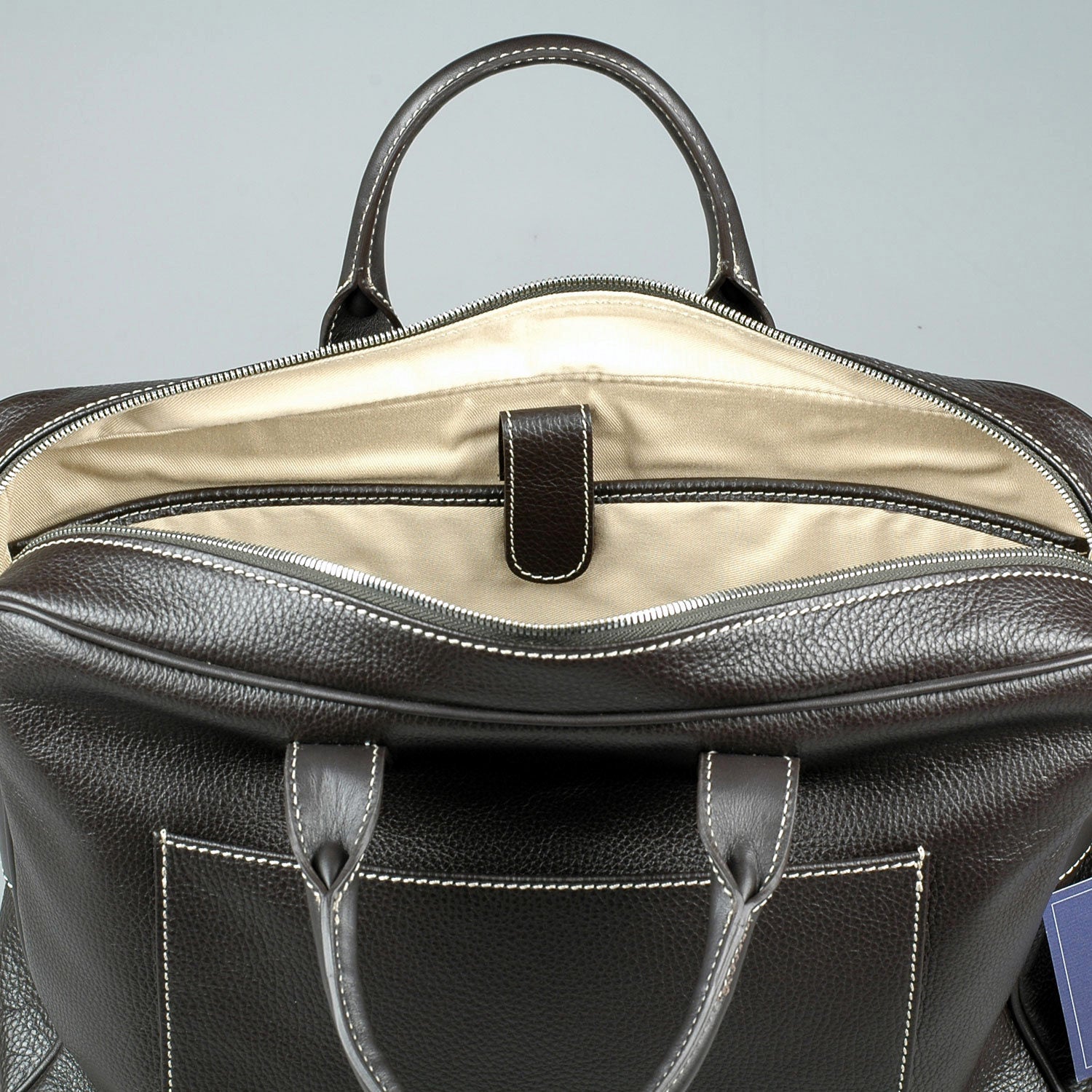 Business Bag Grain Leather Two Dark Brown