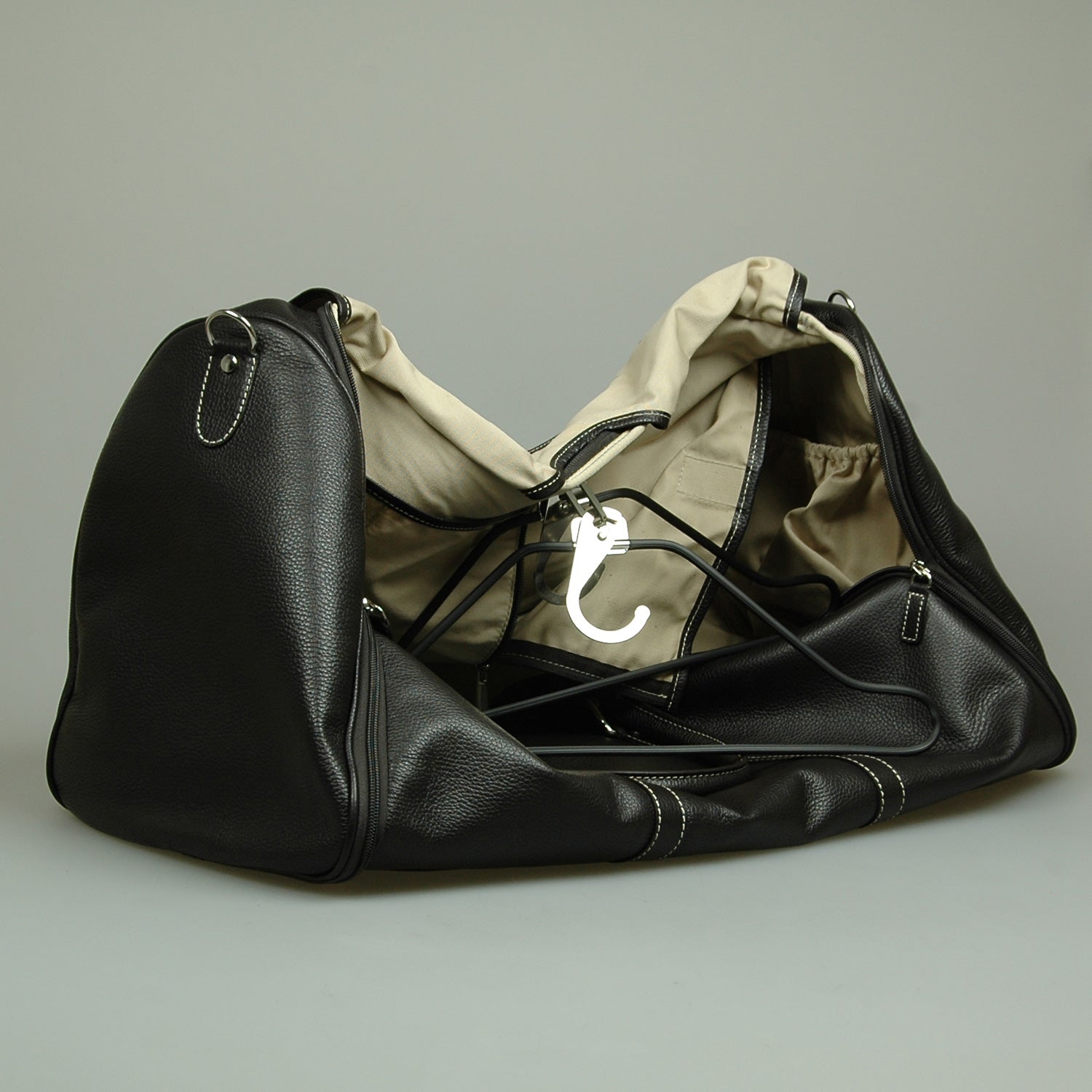 Garment Bag Grain Leather Dark Brown