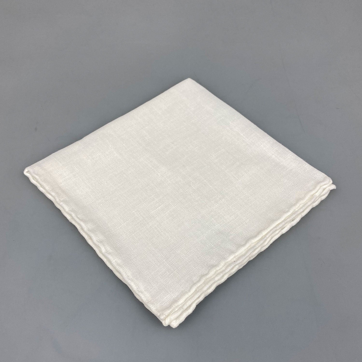 Julius Pocket Square Plain Linen Off White