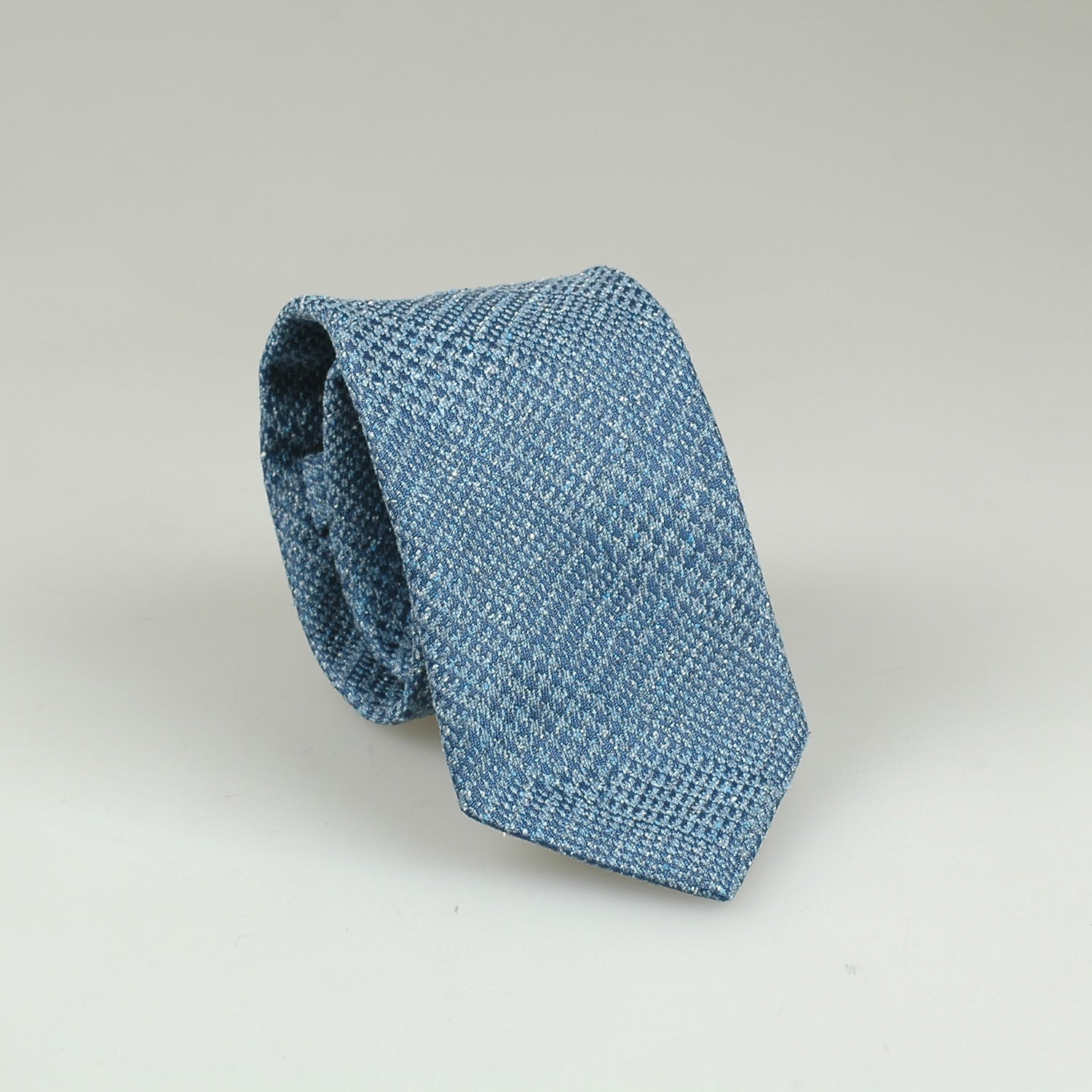 Julius Tie Silk Check Blauw