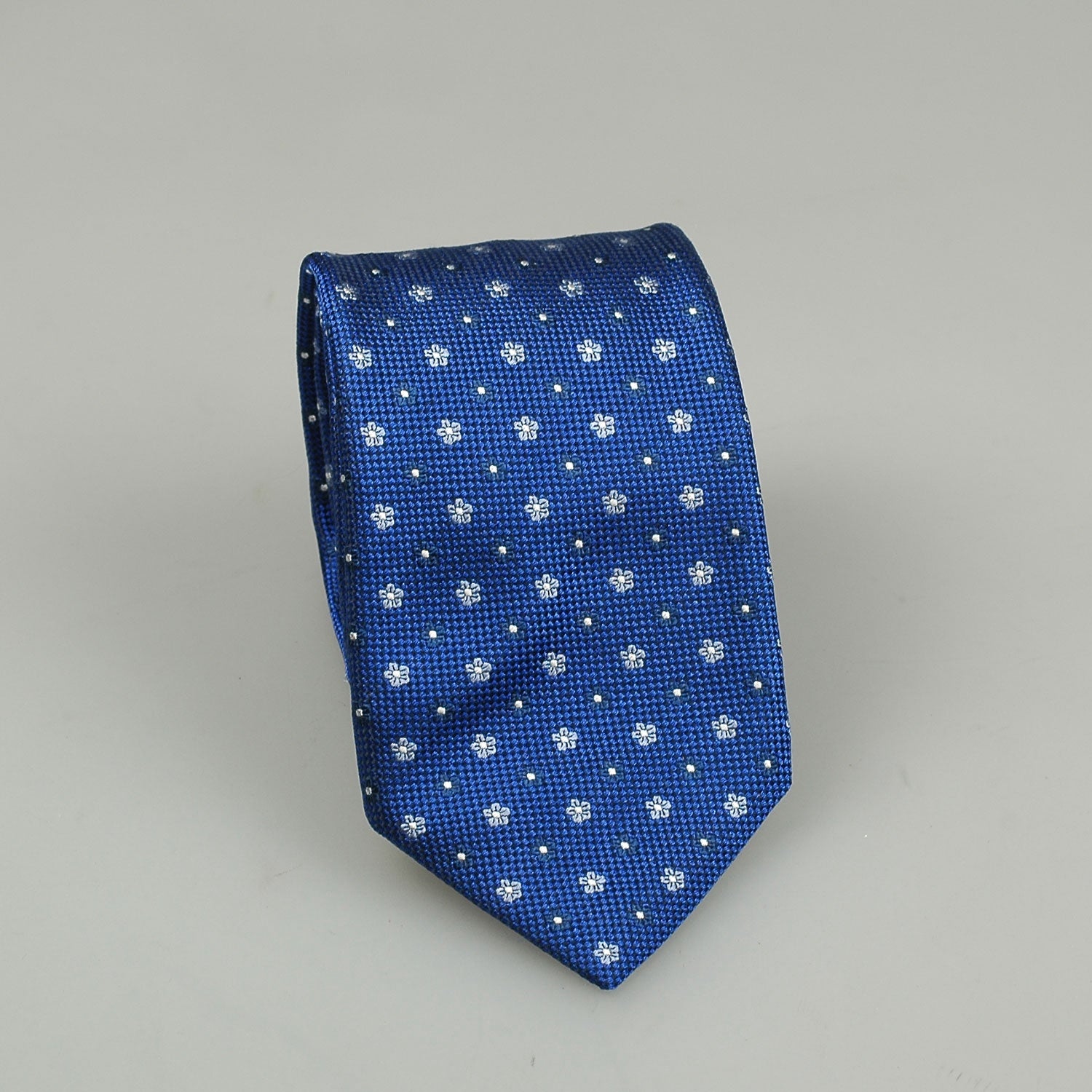 Julius Tie Silk Flower Bright Blauw