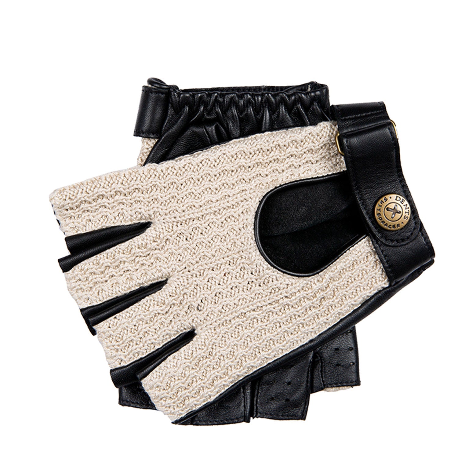 Dents Racer Cotton/Leather Short Zwart