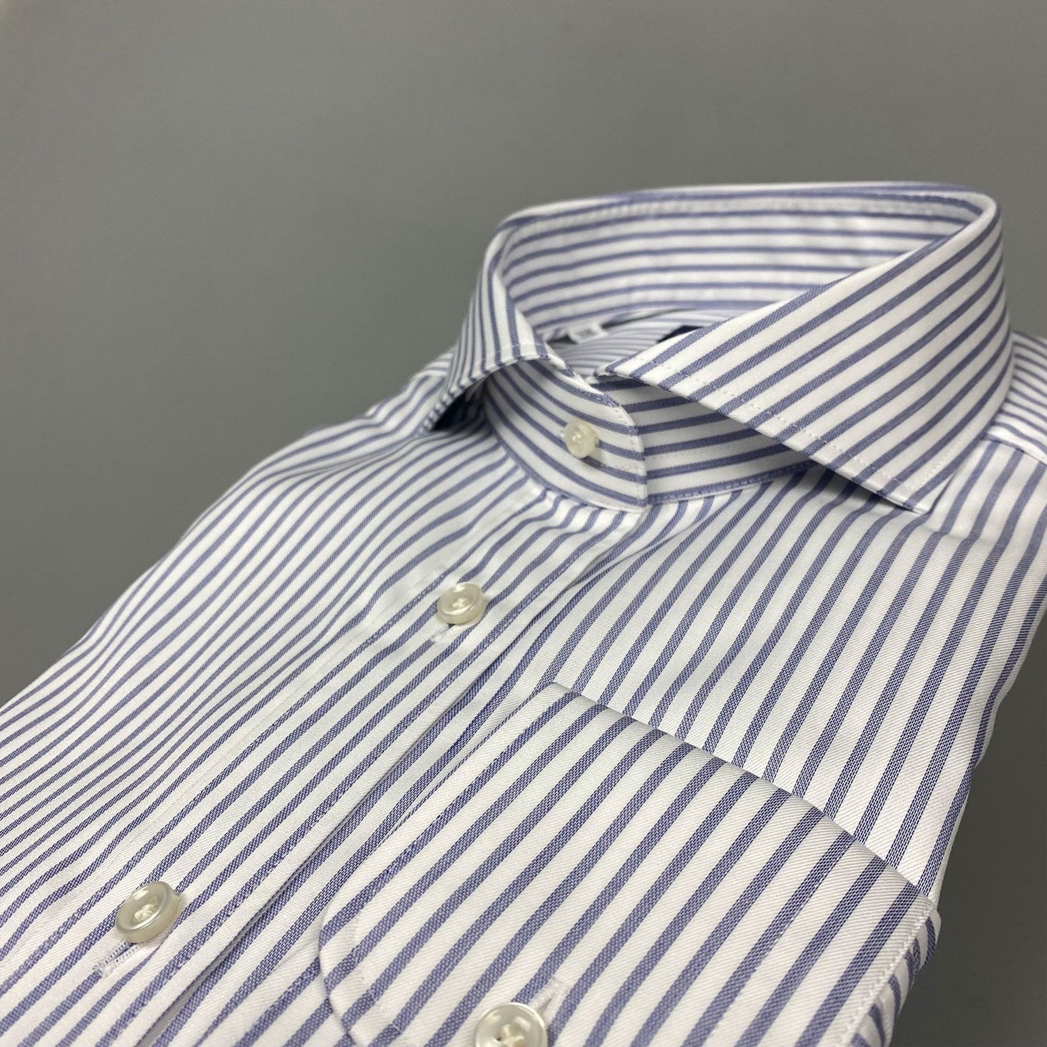 Julius Cutaway Popover Stripe Blauw