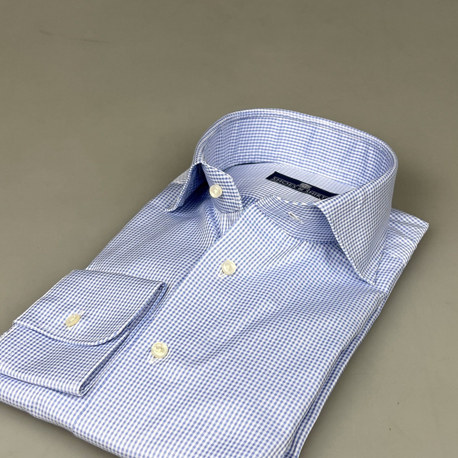 Julius Cutaway MF Twill Check Licht Blauw