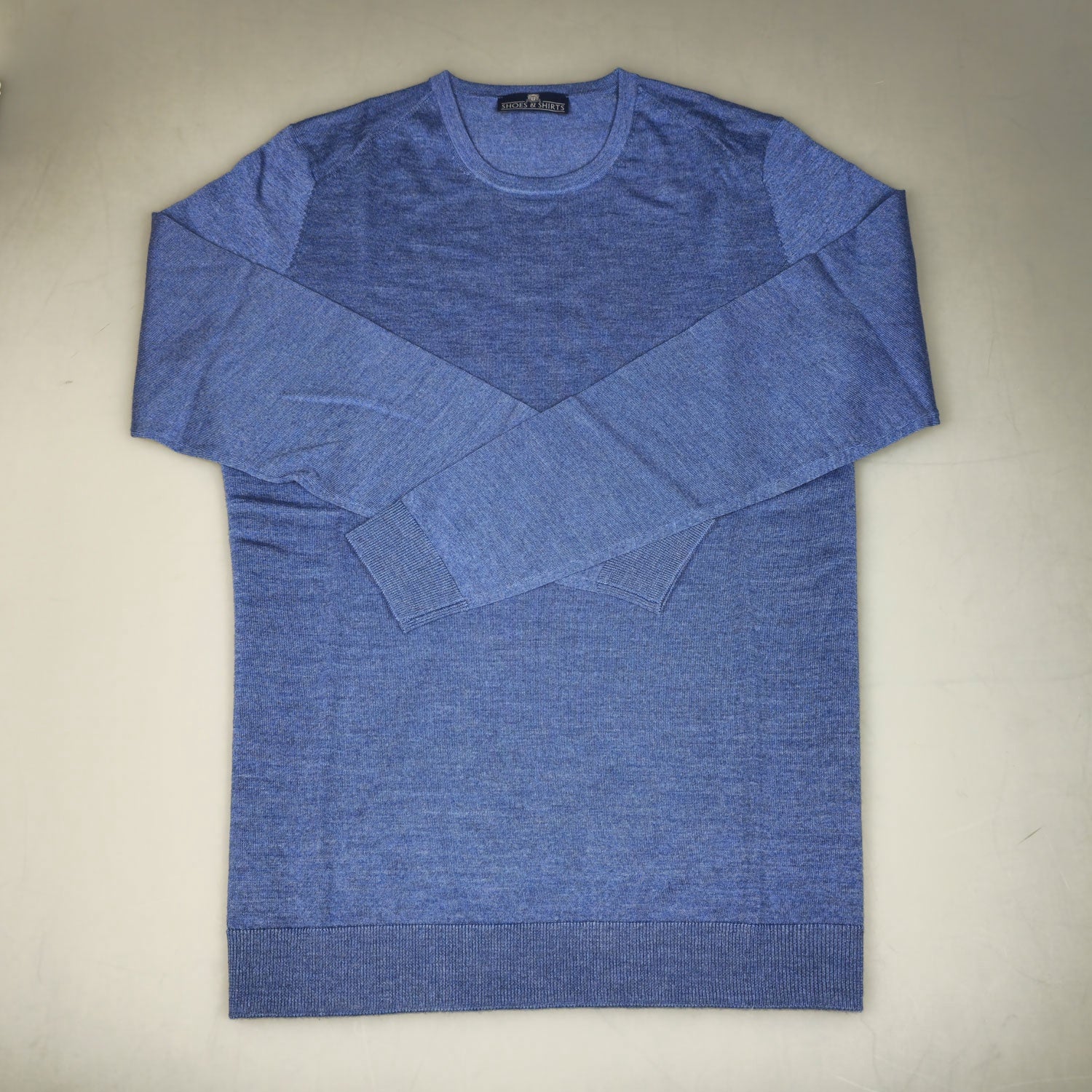 Julius O-Neck Merino Sweater Jeans Blauw