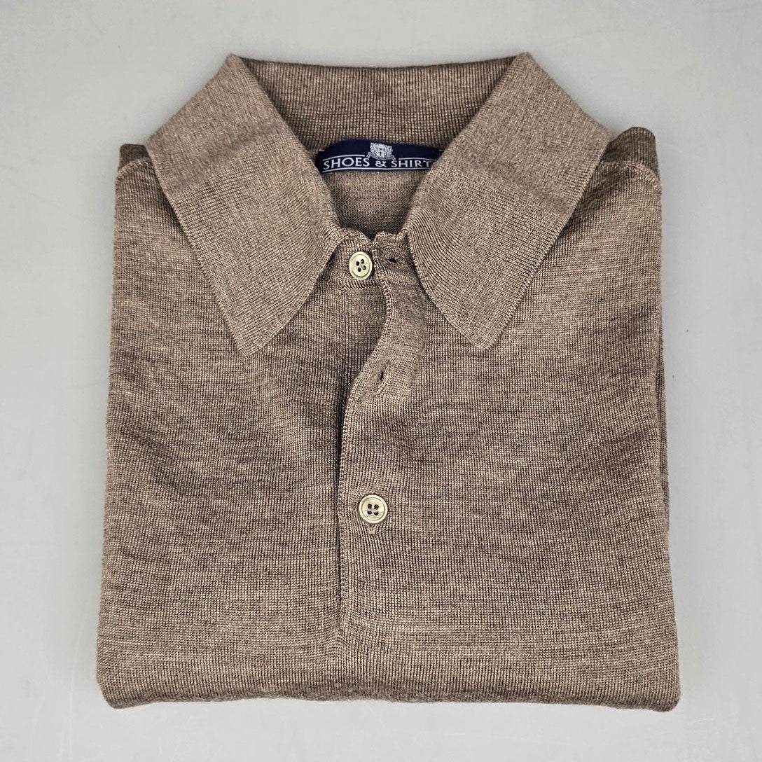 Julius Longsleeve Polo Merino Taupe