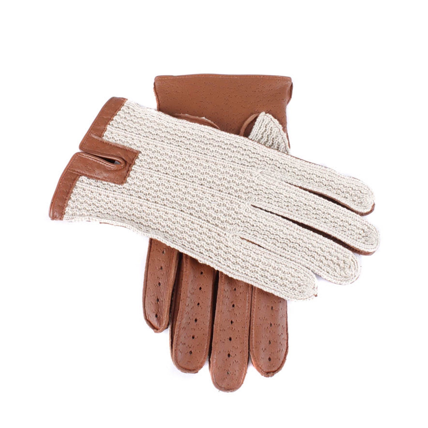 Dents Driving Glove Cotton/Leather Licht Bruin
