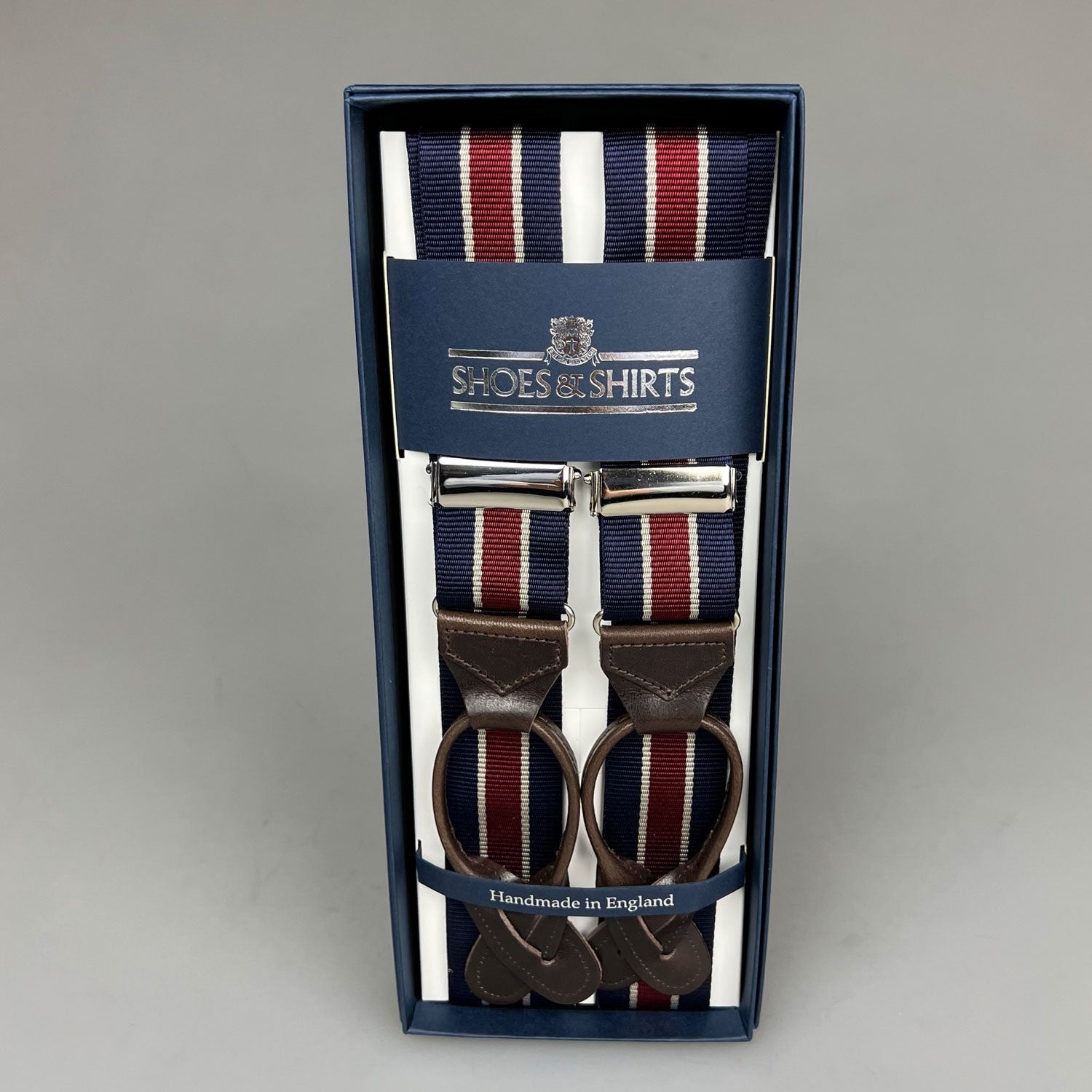 Albert Thurston Braces Stripe Navy/Red Blauw