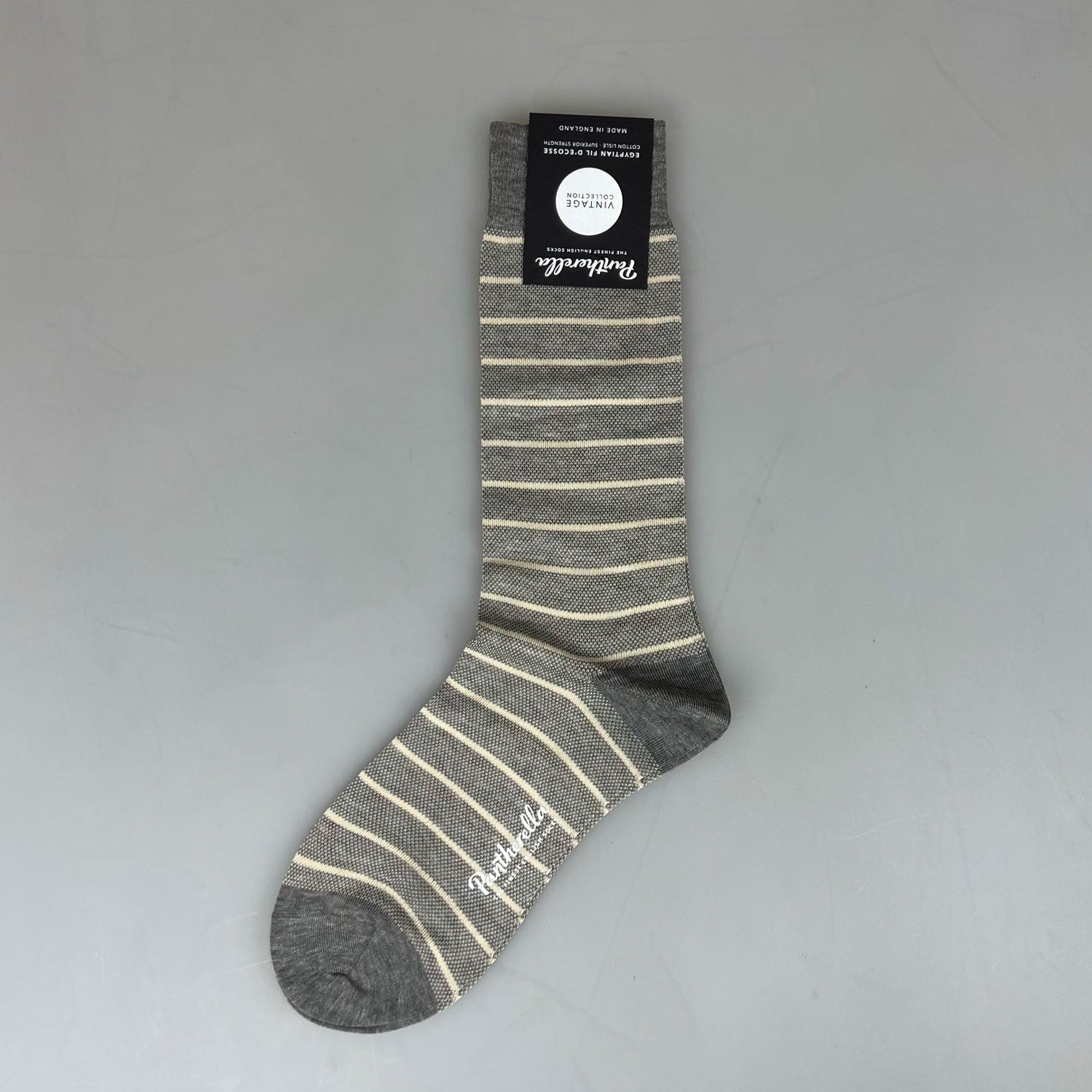 Pantherella Sock Cotton Stripe Grijs