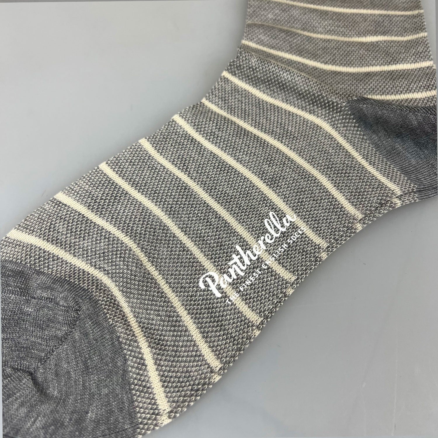 Pantherella Sock Cotton Stripe Grijs