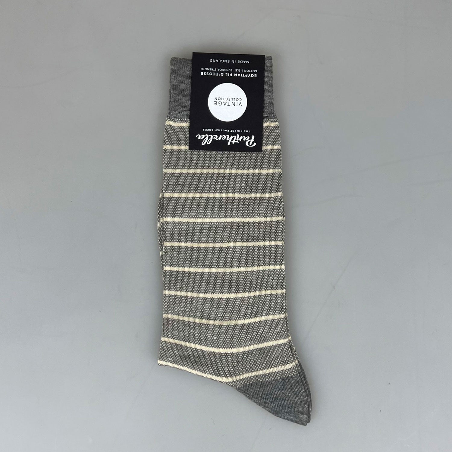 Pantherella Sock Cotton Stripe Grijs