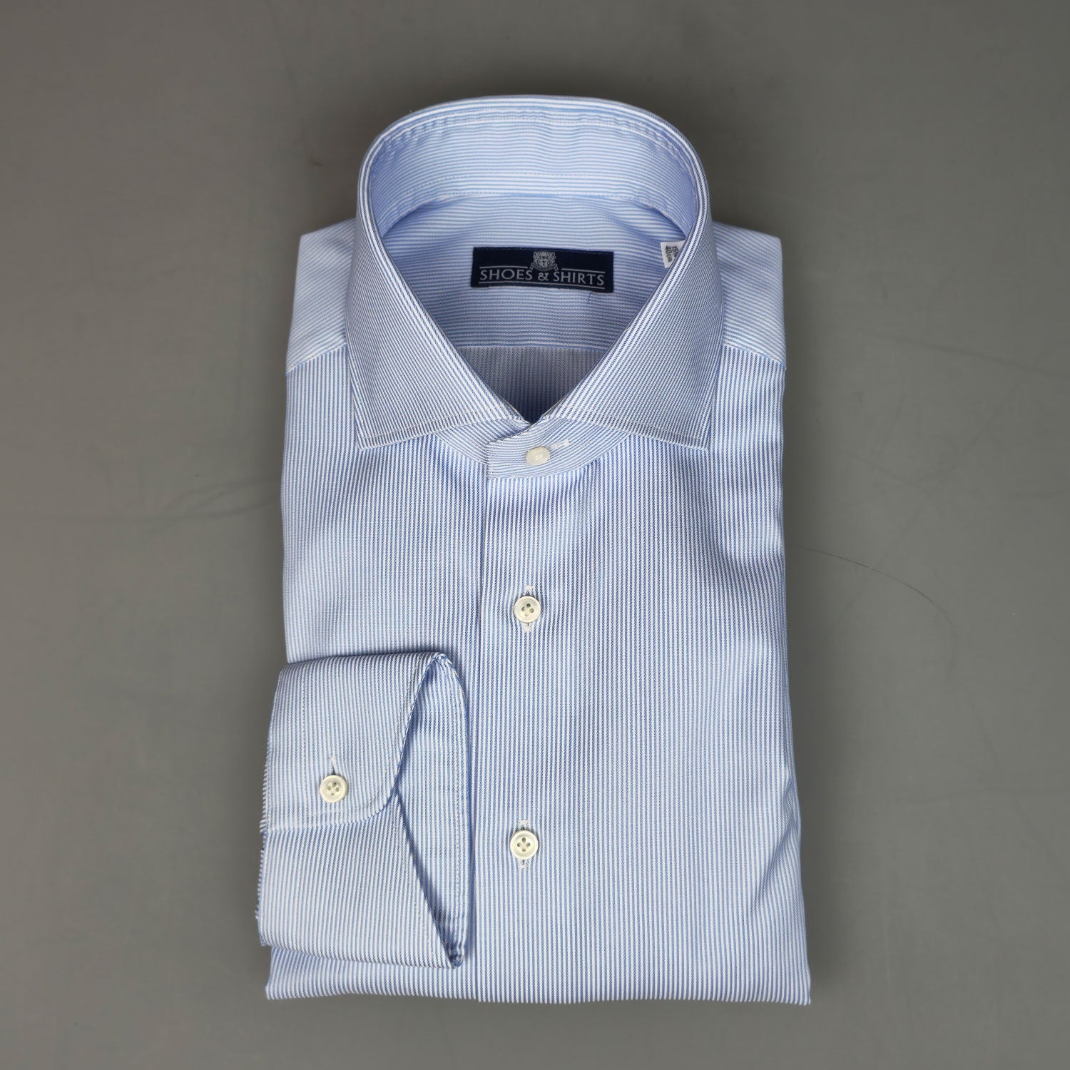 Julius Cutaway MF Stripe Weave Licht Blauw