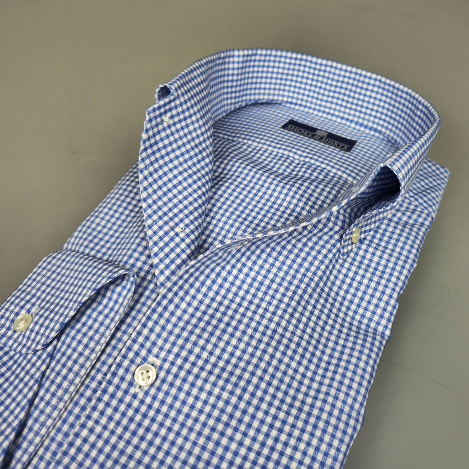 Julius Button.D. MF Small Check Blauw