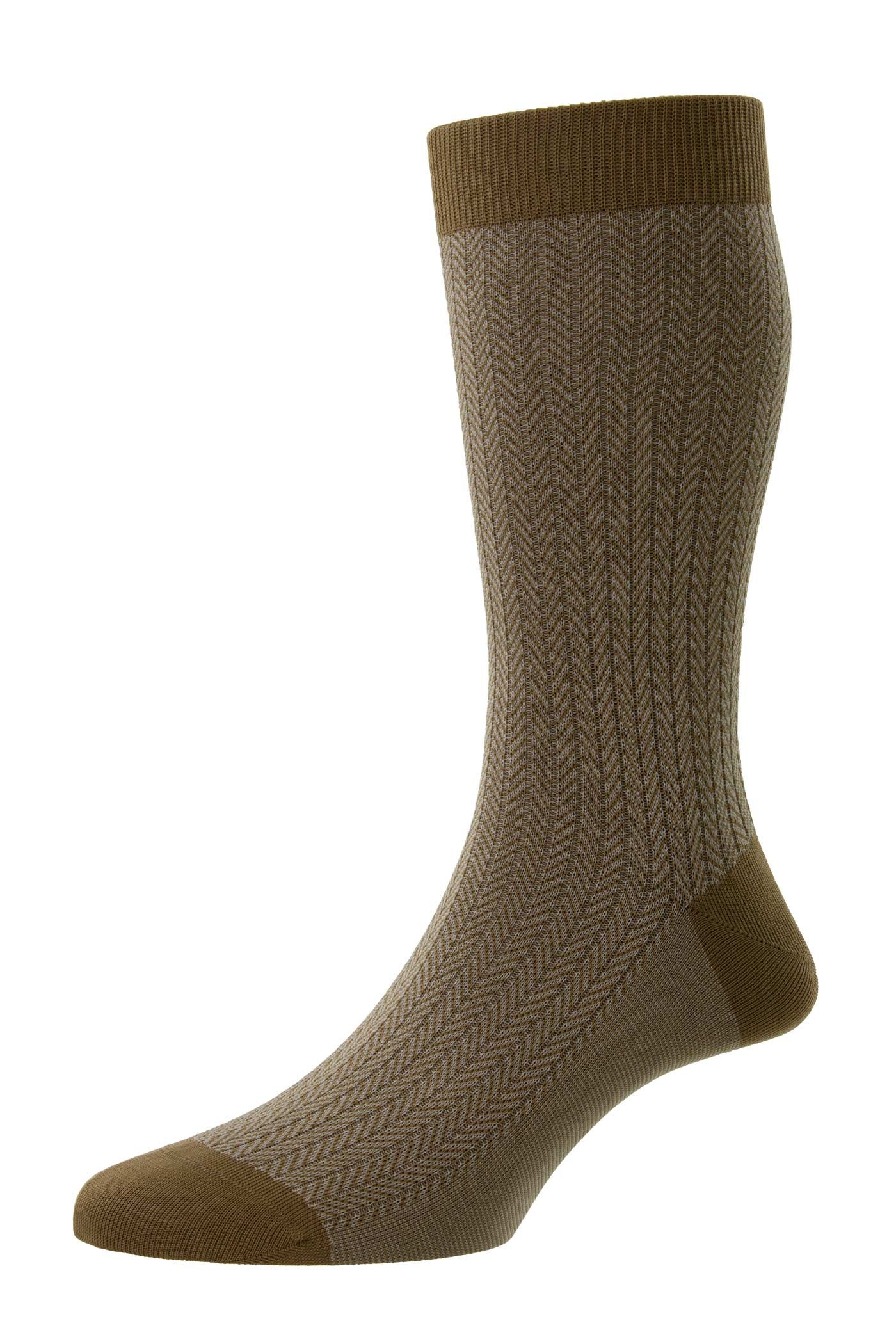 Sock Fishbone Fil D'Ecosse Light Khaki