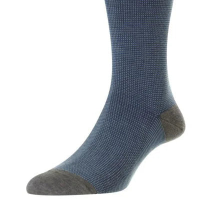 Sock Birdseye Cotton Mid Blue