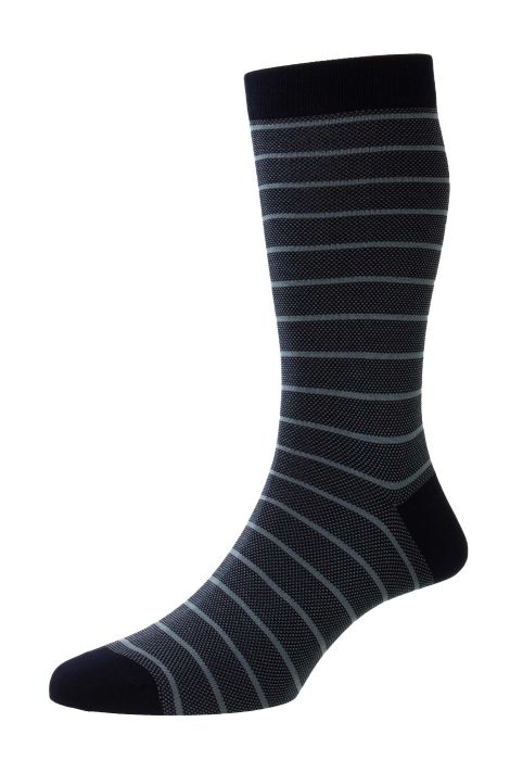 Sock Cotton Stripe Light Blue