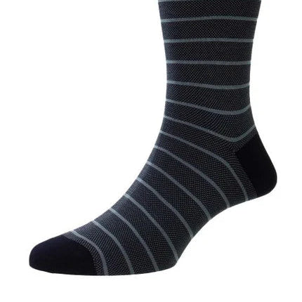 Sock Cotton Stripe Light Blue