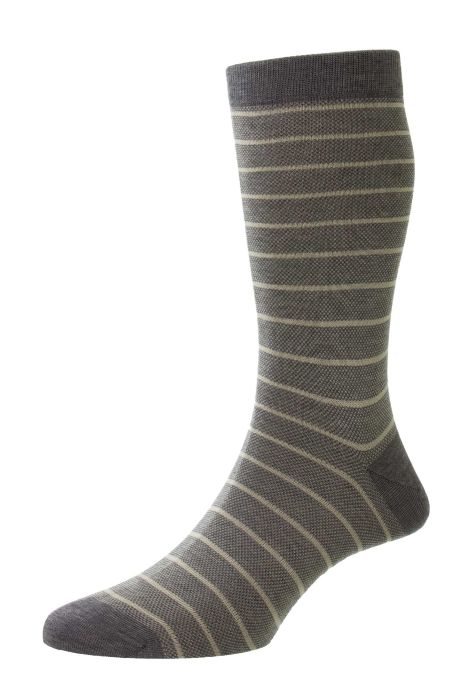 Sock Cotton Stripe Grey