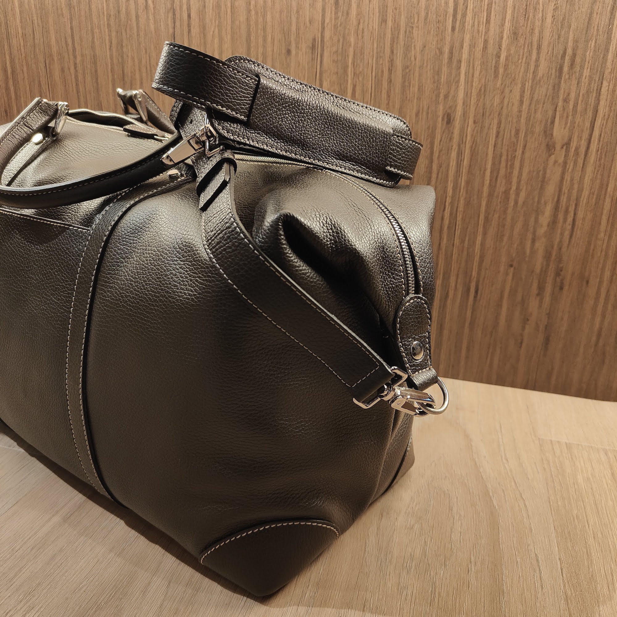 Weekend Bag Grain Leer Dark Brown