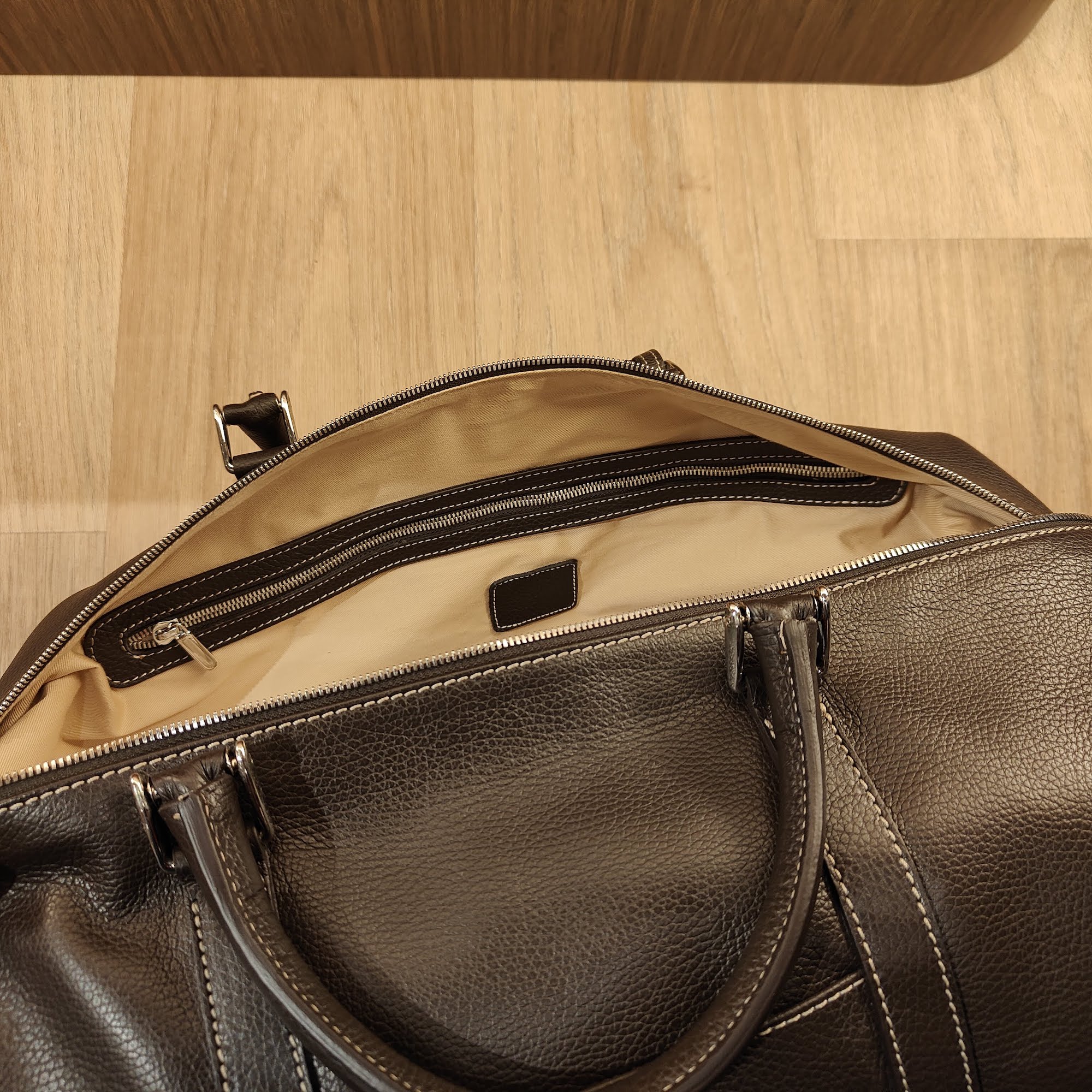 Weekend Bag Grain Leer Dark Brown