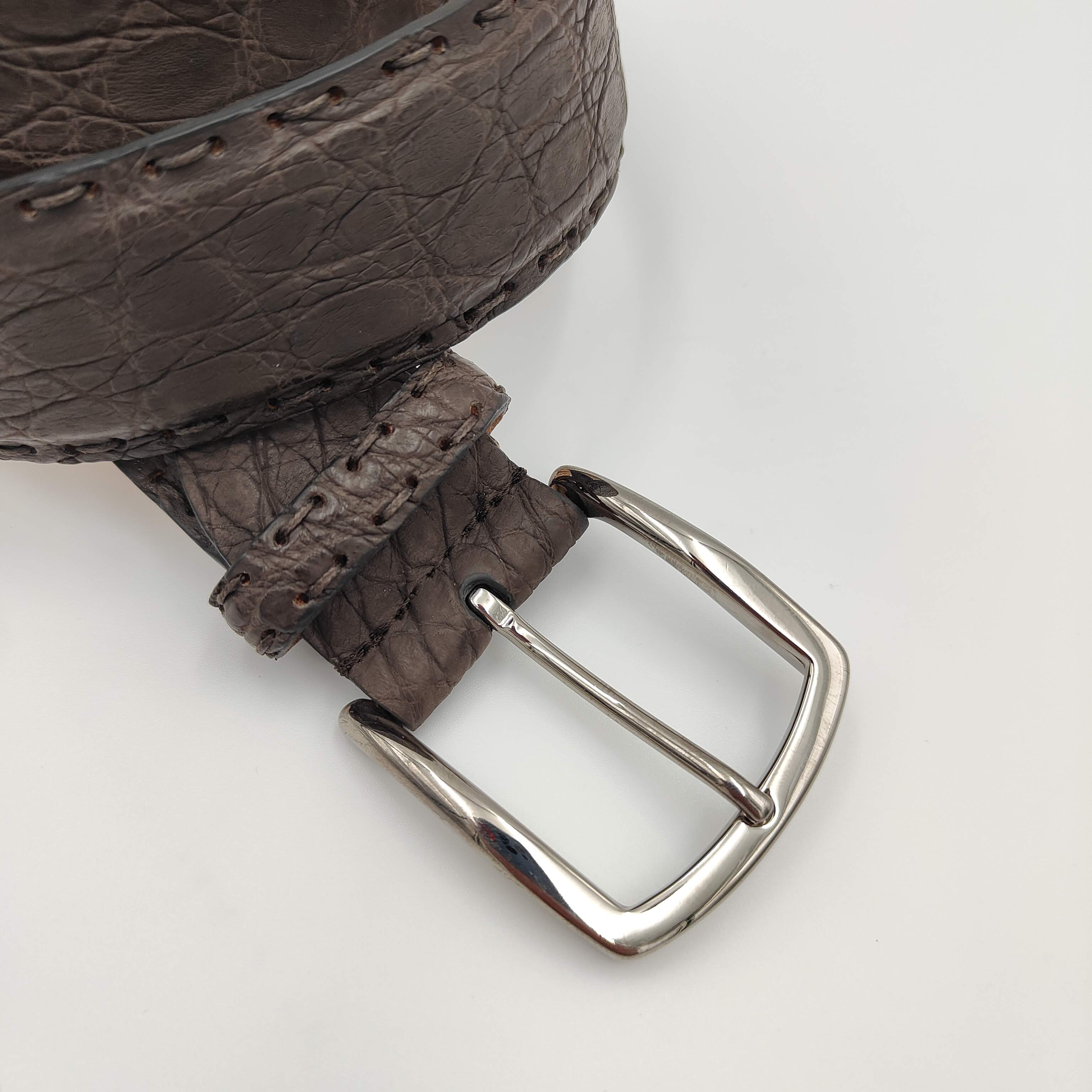 Belt Caiman Nabuck Croco Dark Brown