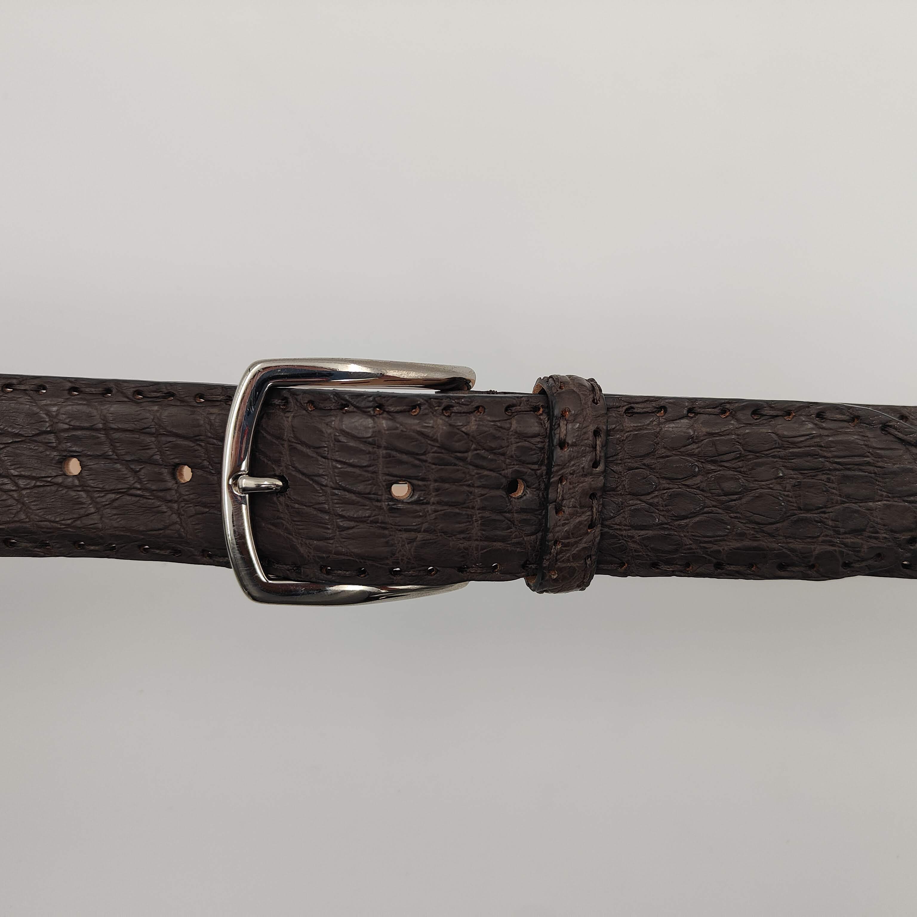 Belt Caiman Nabuck Croco Dark Brown