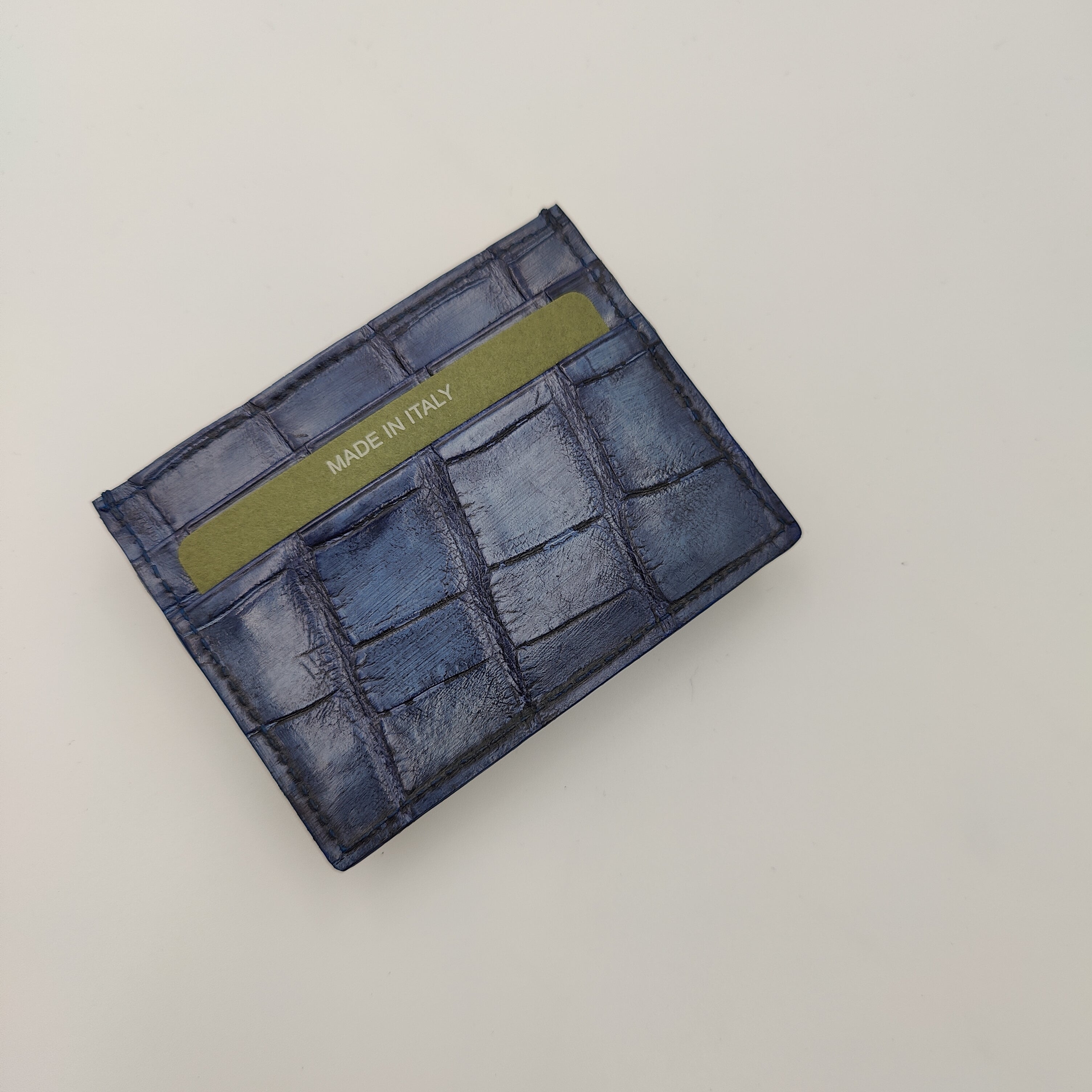 Card Holder Real Croco Blue