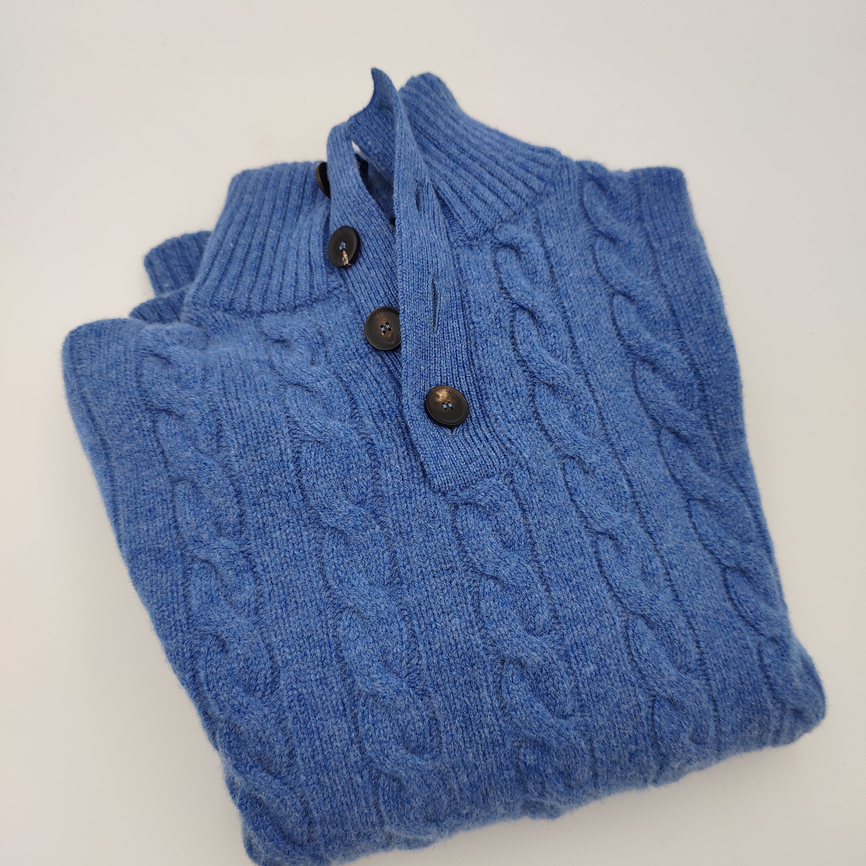 Troyer Button Lambswool Sweater Blue
